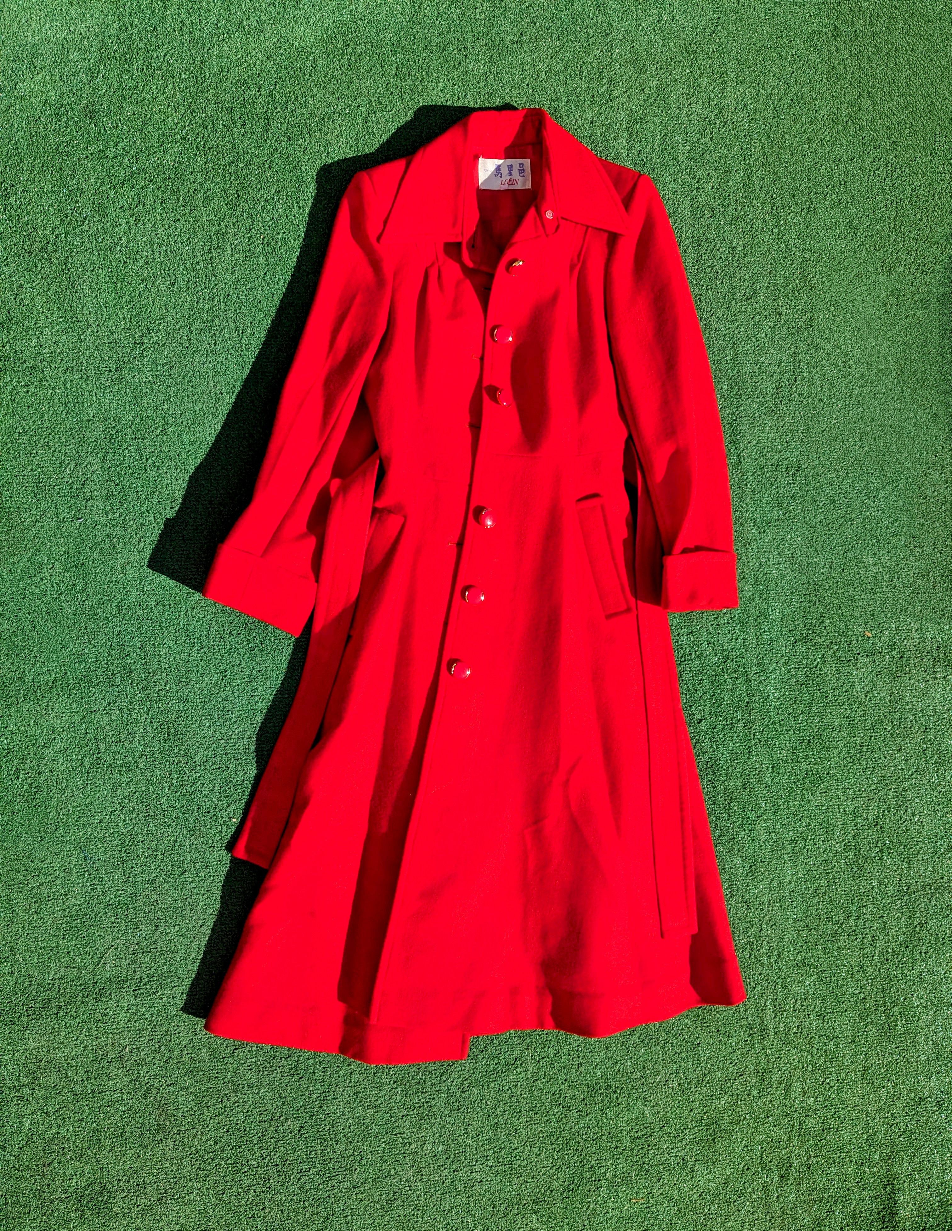 Vintage Vintage Petite Winter Retro 1970 Wool Trench Dress Long Coat Size S / US 4 / IT 40 - 5 Thumbnail