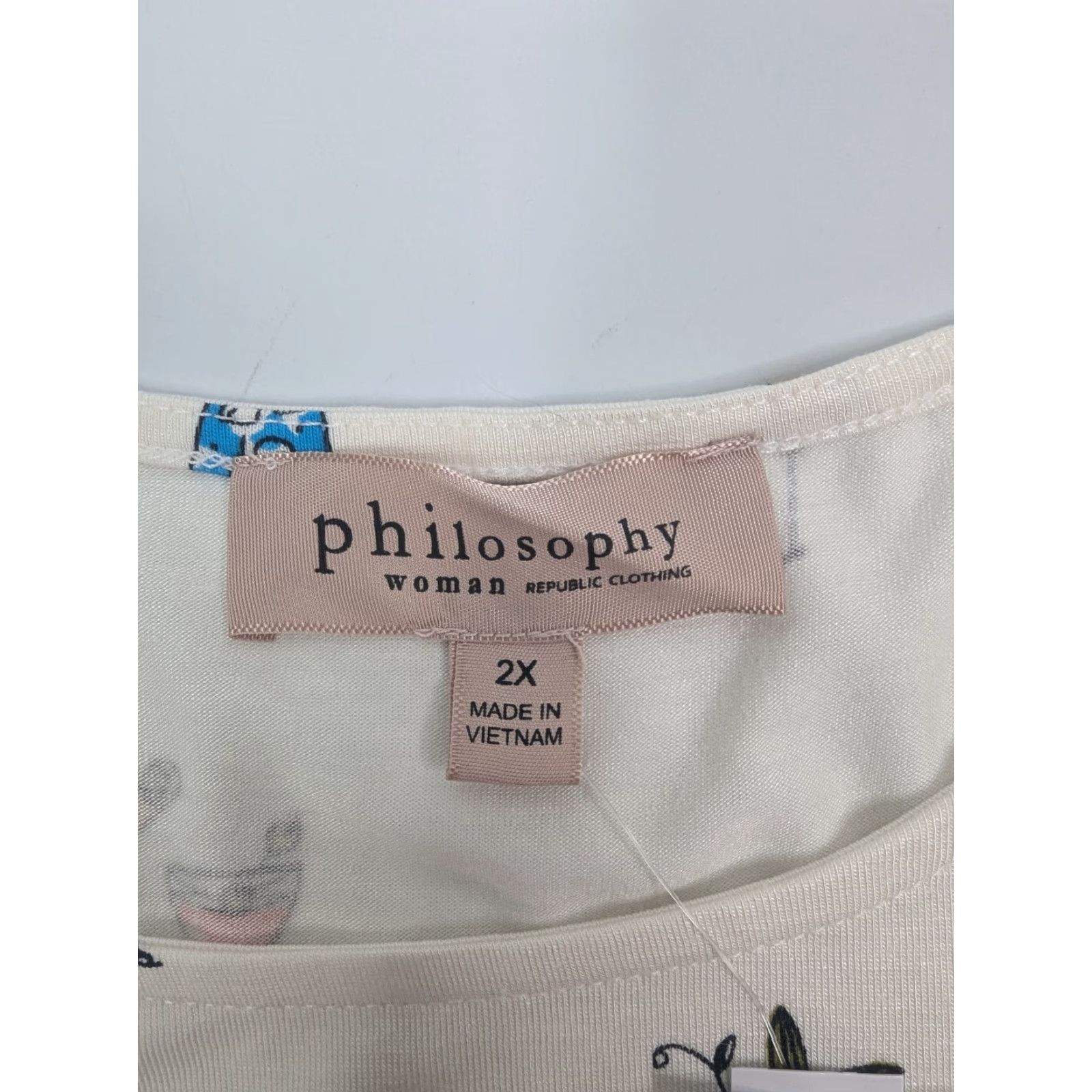 Vintage Philosophy Ivory Cocktail Print Hi-Low Hem Tunic Tank Pocket Top Size 2X MrsP 8 Size XXL / US 16-18 / IT 52-54 - 6 Thumbnail