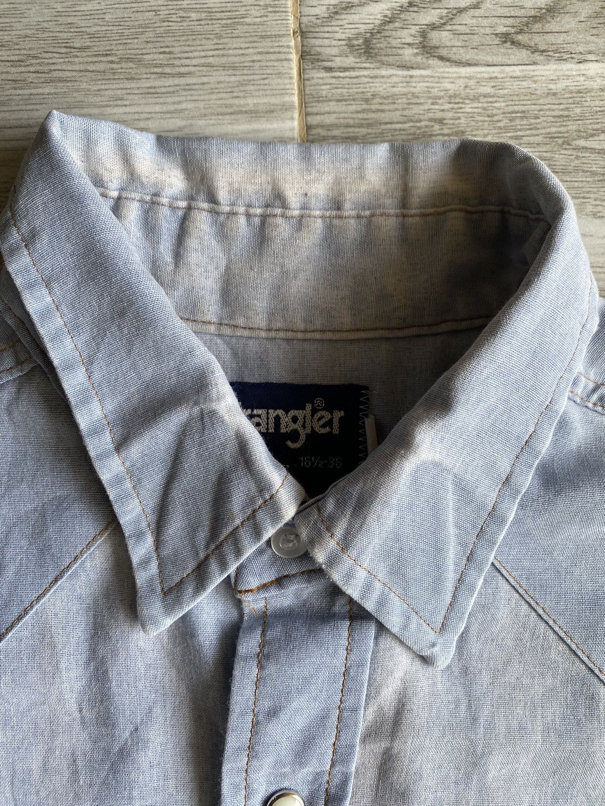 Vintage × Wrangler Vintage Wrangler Denim Shirt Snap Button Size US L / EU 52-54 / 3 - 11 Thumbnail