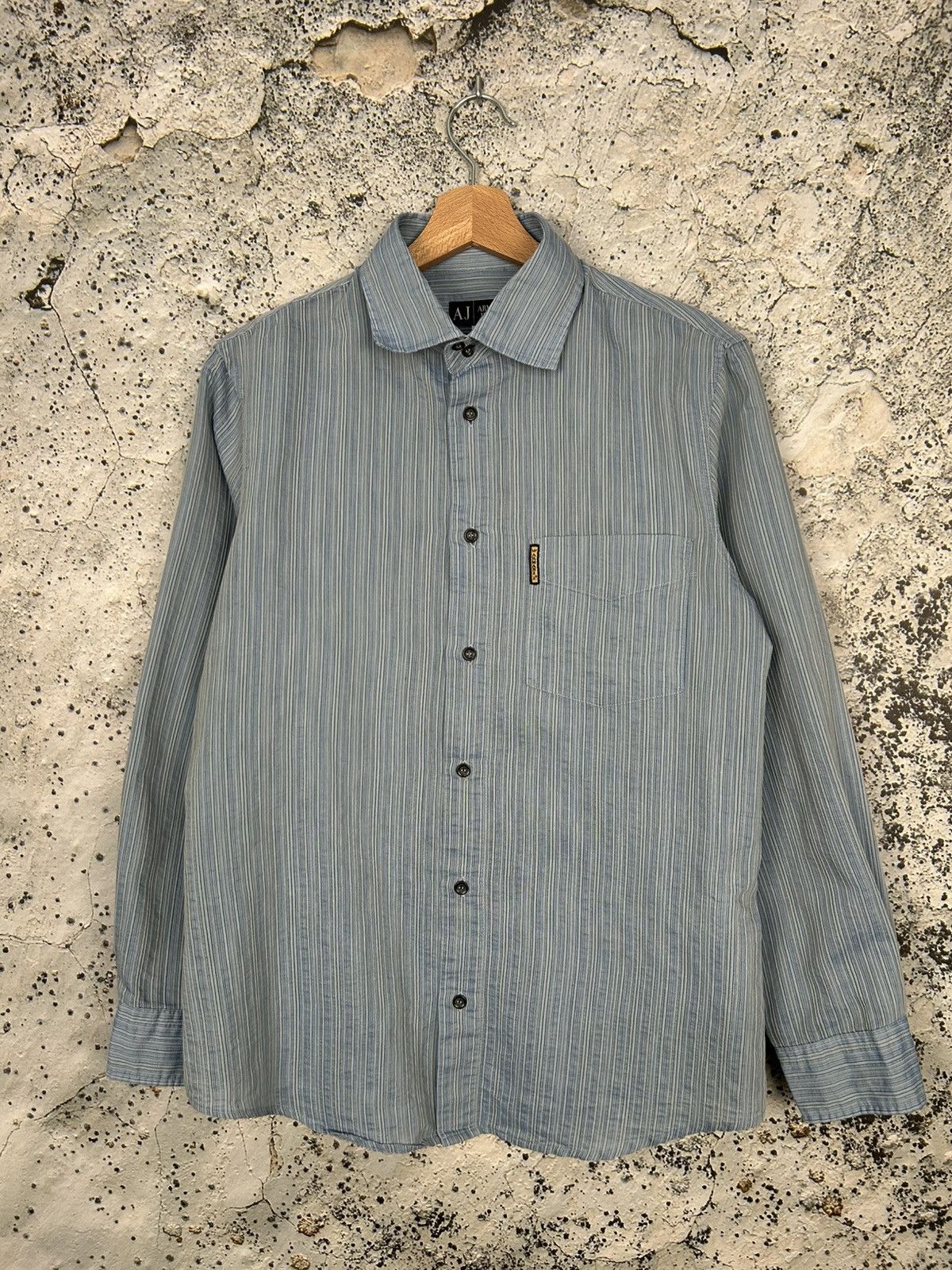 Armani Vintage Armani Jeans Blue Shirt Archive 90s Designer Premium Size US M / EU 48-50 / 2 - 1 Thumbnail