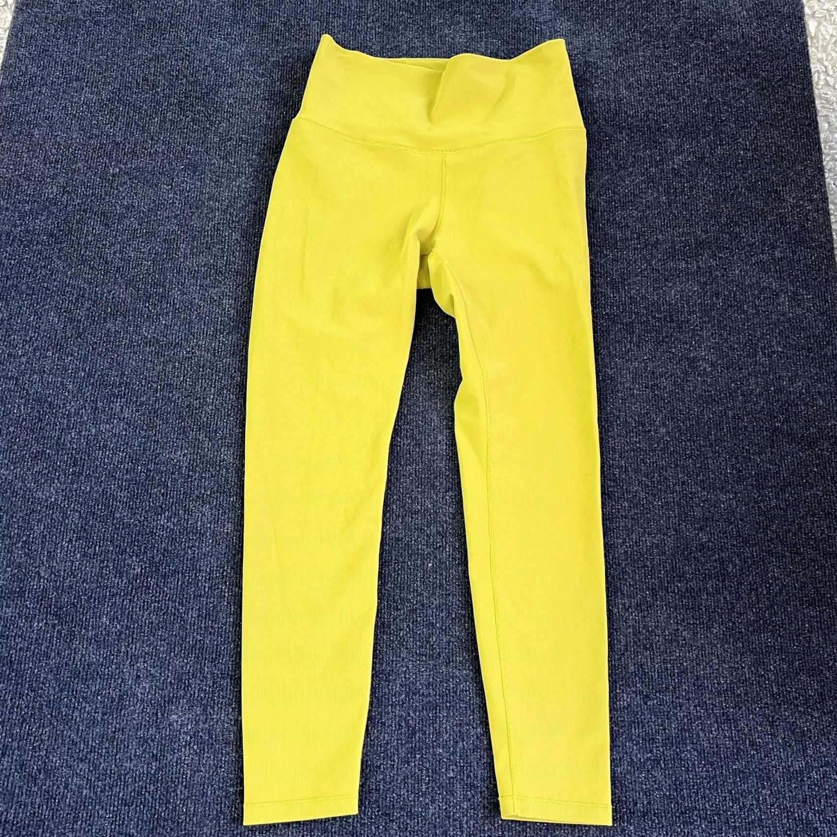 Vintage Balance Athletica Leggings Womens Small Yellow Ribbed High Rise Ankle Yoga Gym Size 28" / US 6 / IT 42 - 3 Thumbnail