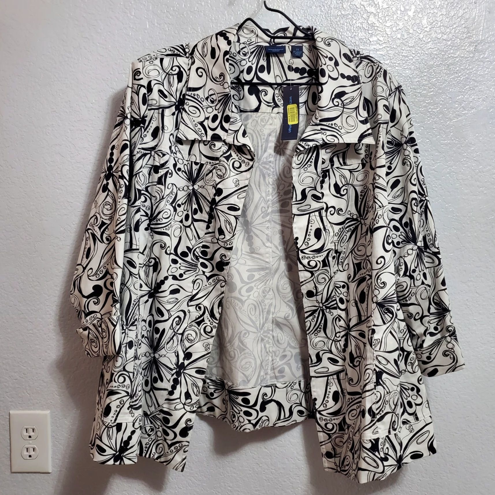 Vintage VINTAGE Westbound Jacket Women 3X White Black Butterfly 3/4 Sleeve Open Front Blazer Size XXL / US 16-18 / IT 52-54 - 2 Thumbnail