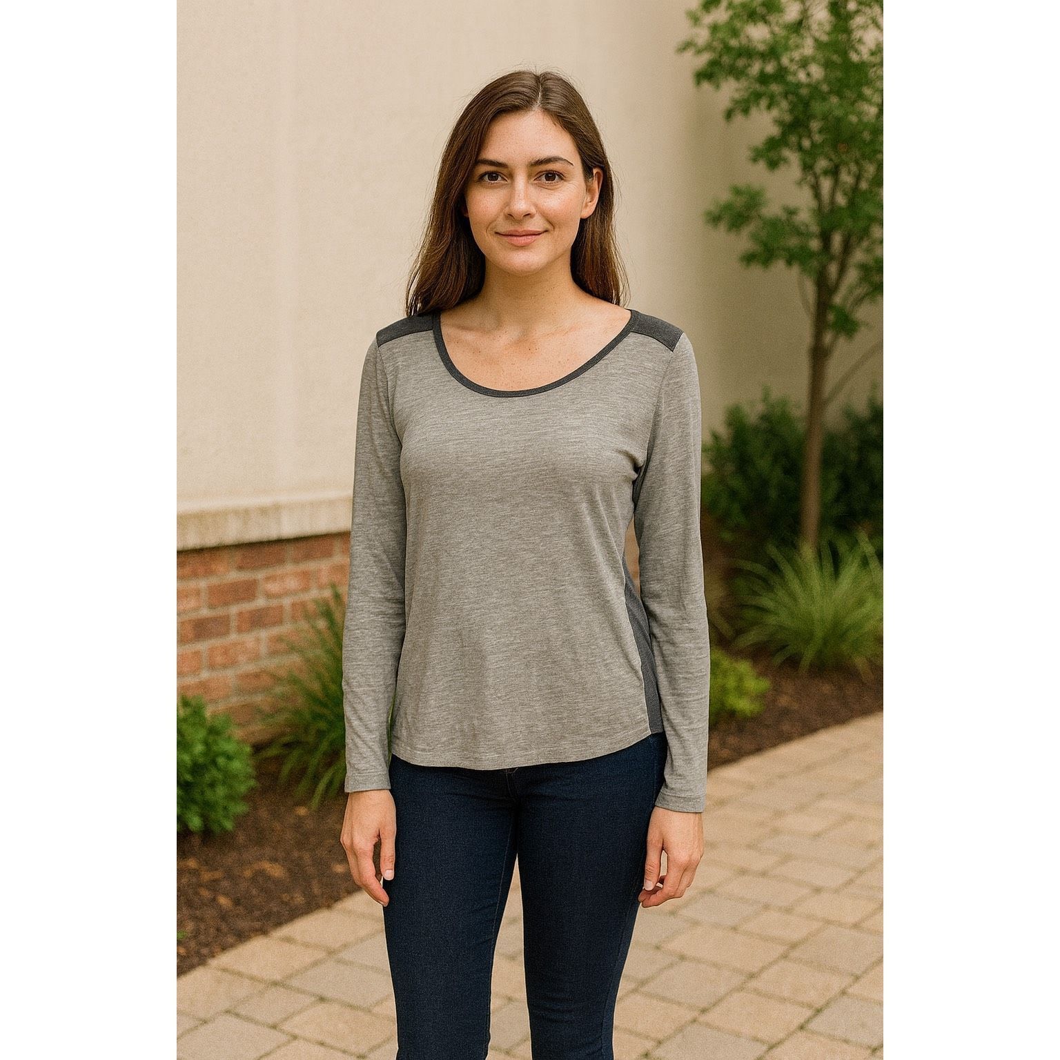 Madewell Madewell Women’s Small Gray Color Block Long Sleeve Top | Li Size S / US 4 / IT 40 - 3 Thumbnail