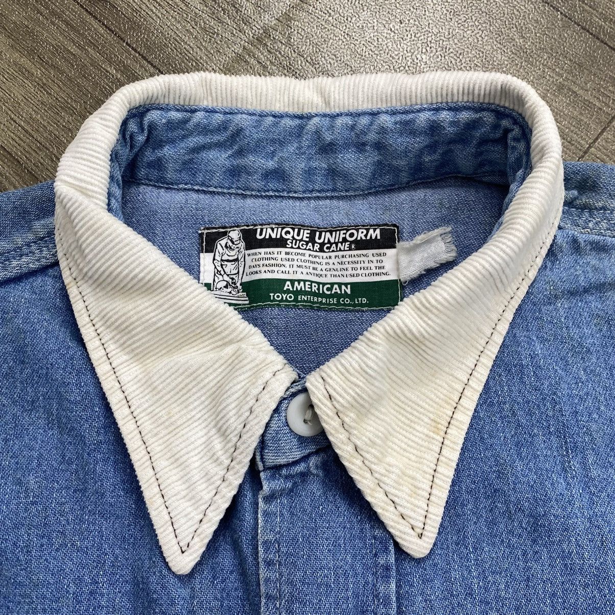 Sugar Cane 1990s Vintage Unique Uniform Sugar Cane Chambray Work Shirt Size US L / EU 52-54 / 3 - 4 Thumbnail