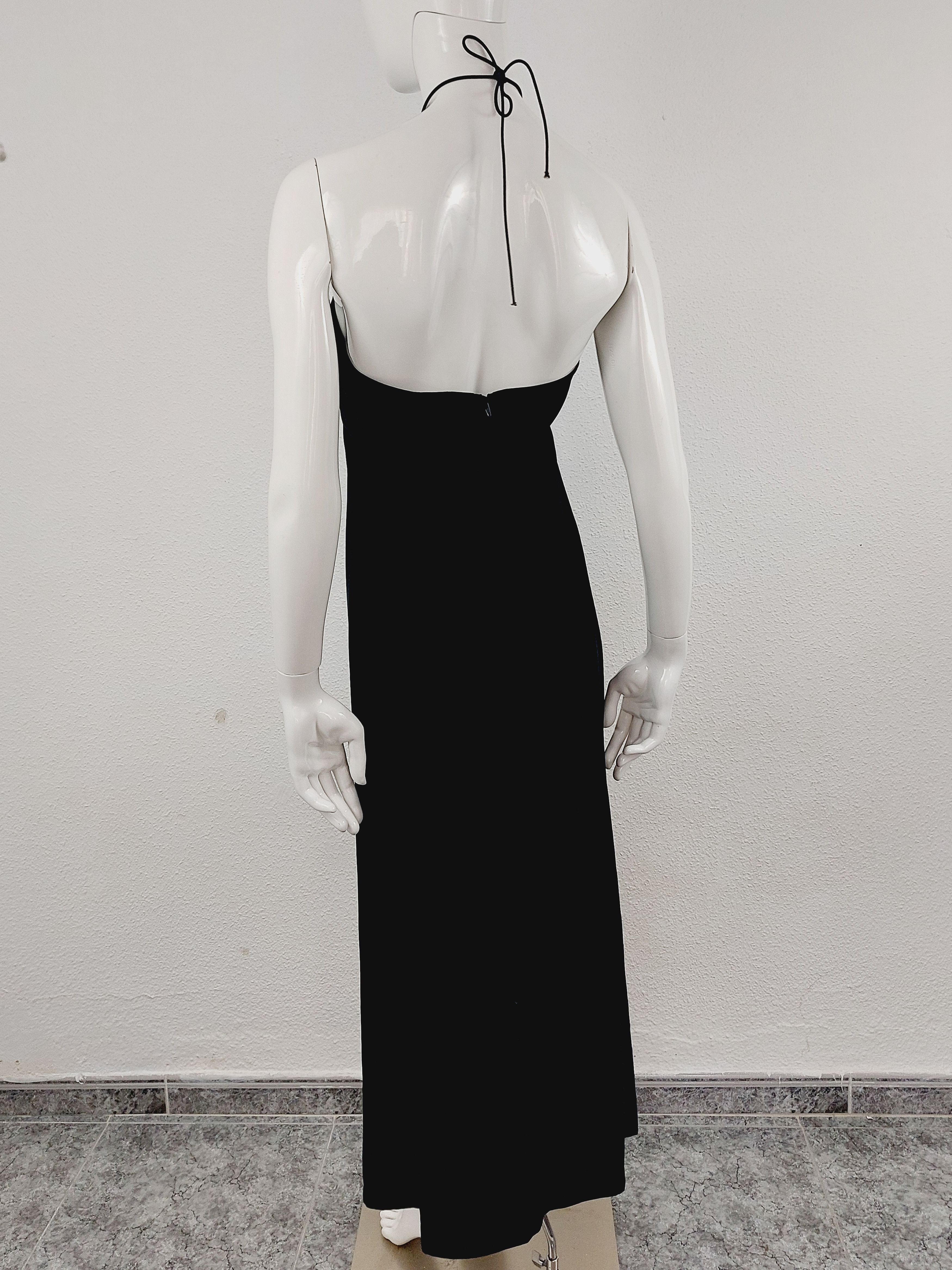 Thierry Mugler Thierry Mugler Black Split Neck Tie Open Maxi Dress Gown Size S / US 4 / IT 40 - 9 Thumbnail