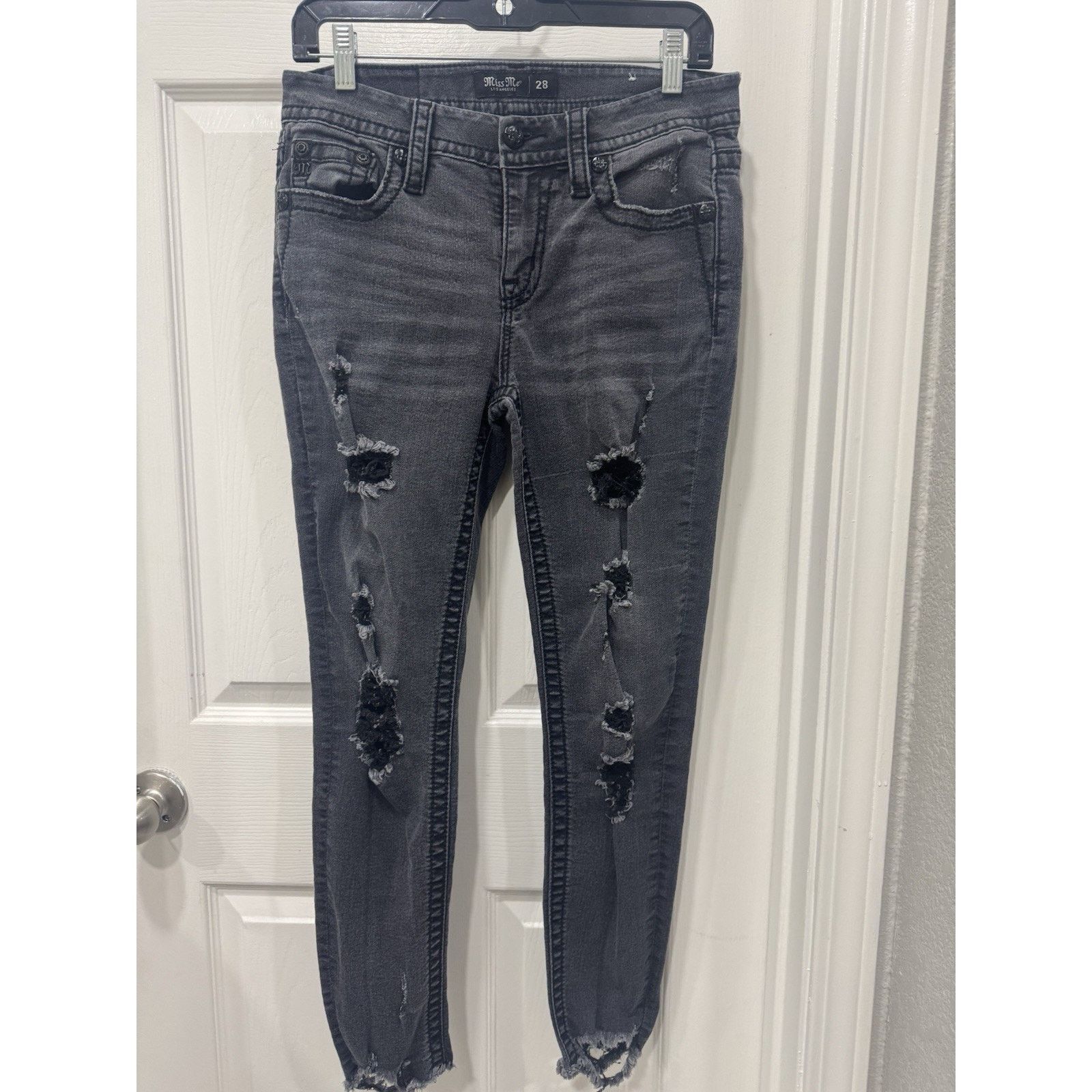 Miss Me Miss Me Denim Distressed Black Mid Rise Ankle Skinny Jeans Size 28" / US 6 / IT 42 - 1 Thumbnail