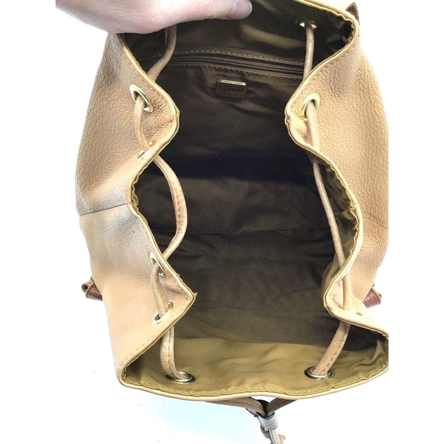 Gianfranco Ferre Gianfranco Ferre Distressed Leather Drawstring Backpack Size ONE SIZE - 5 Thumbnail