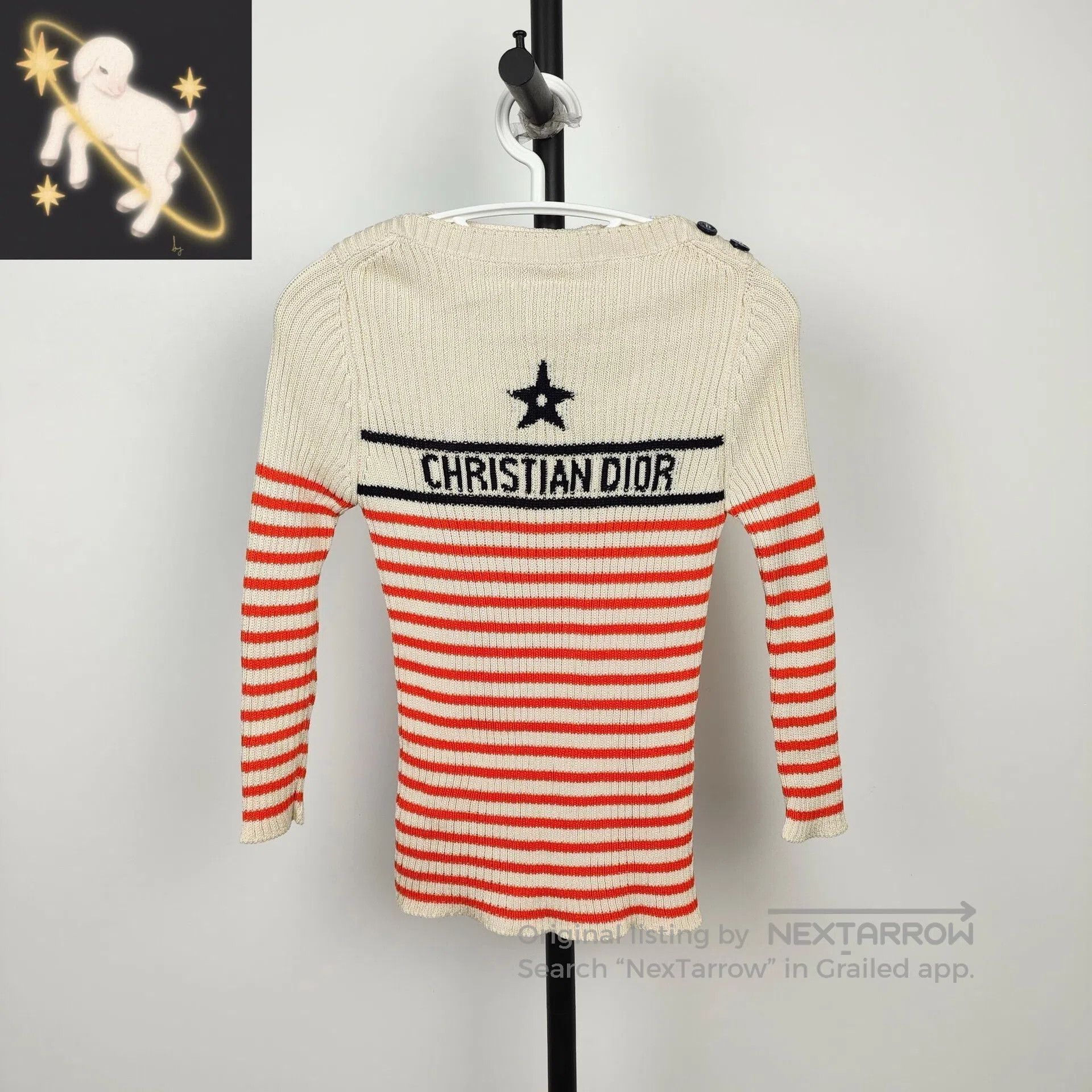 Dior Dior Red and White Striped Logo Embroidered Round Neck Lon Size XS / US 0-2 / IT 36-38 - 1 Thumbnail