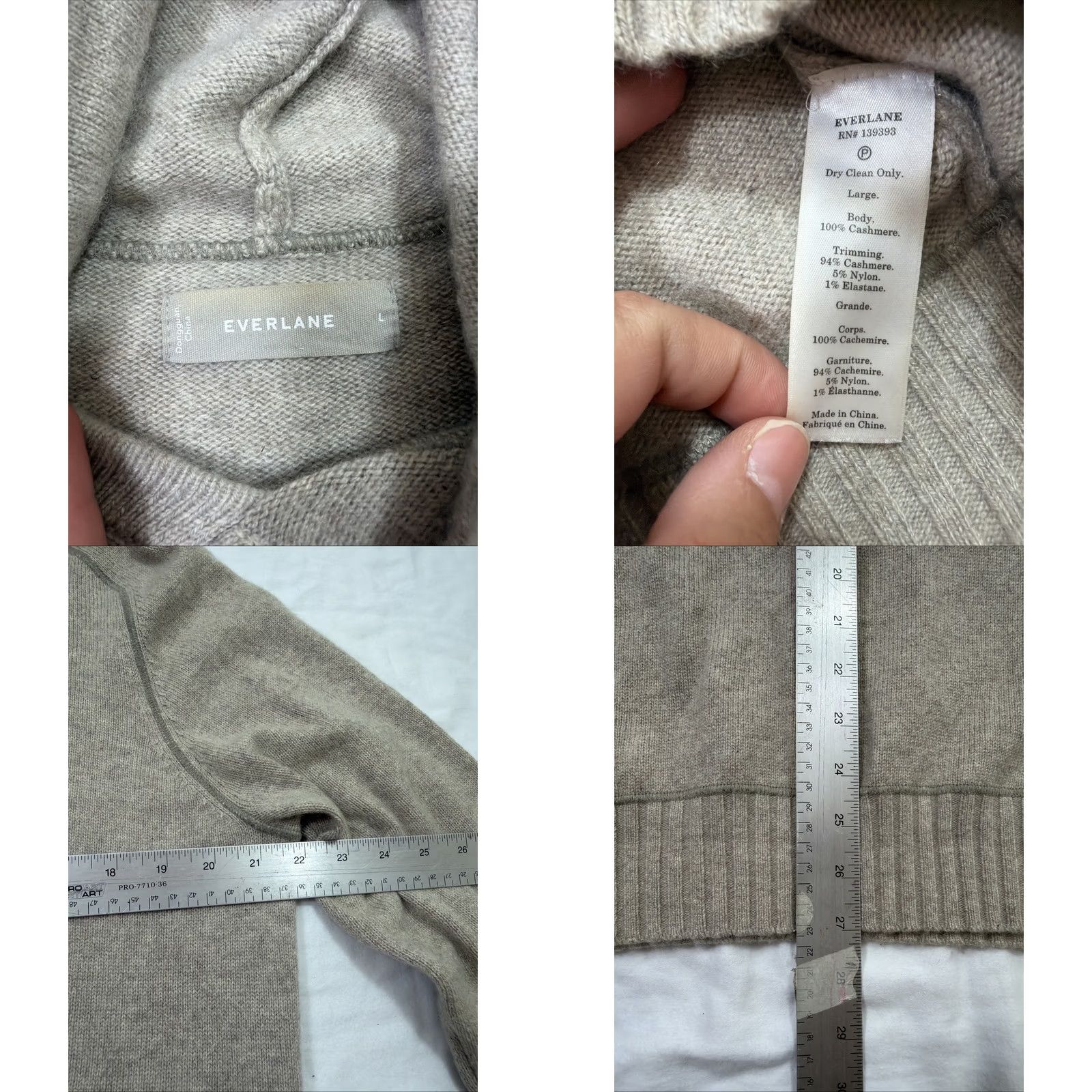 Everlane Everlane Women’s Large Pullover Hooded Sweatshirt Taupe Cashmere Beige Size L / US 10 / IT 46 - 9 Thumbnail