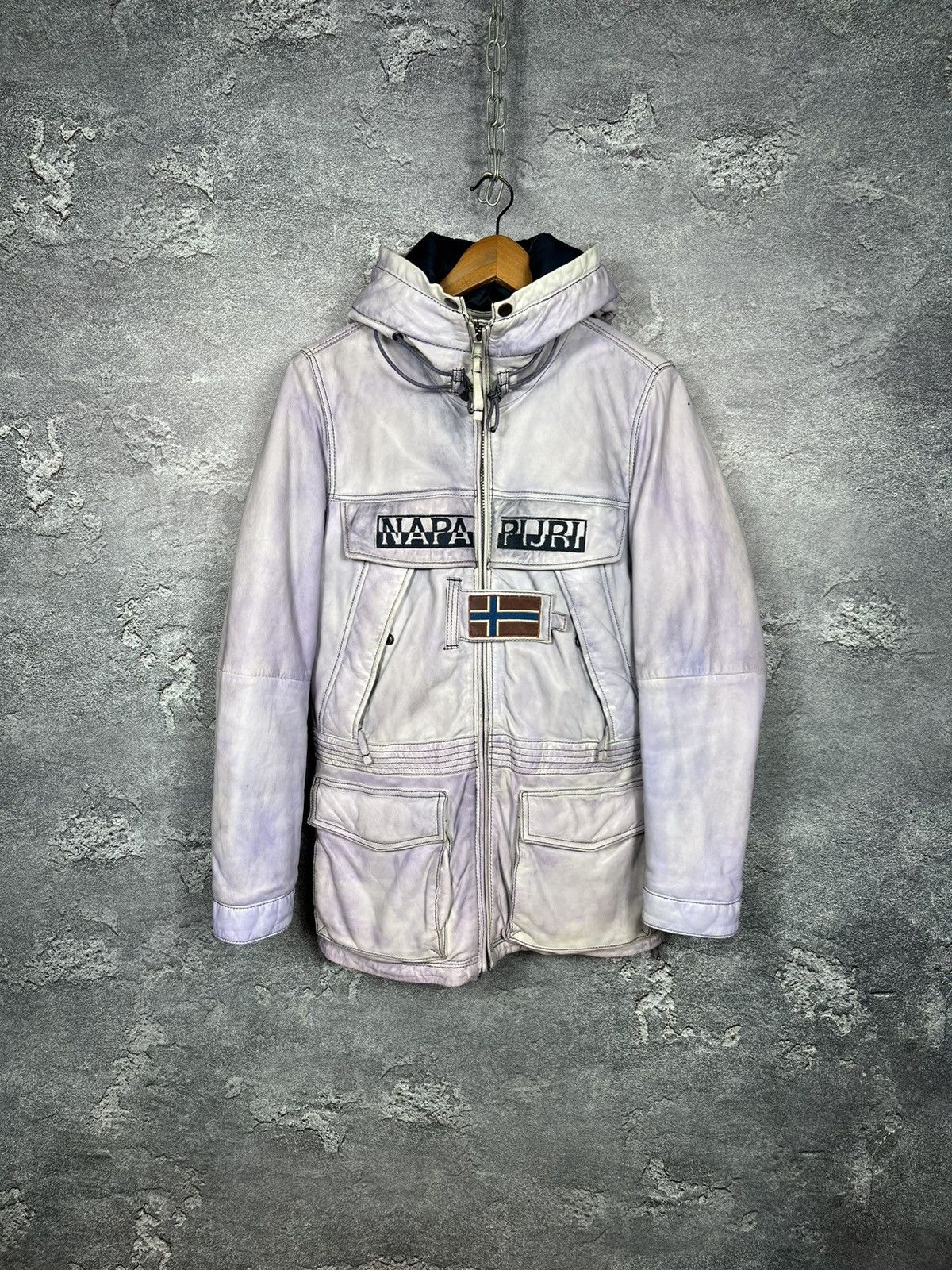 Napapijri Rare Napapijri 100% Leather Down Jacket Parka Size S Size S / US 4 / IT 40 - 1 Thumbnail