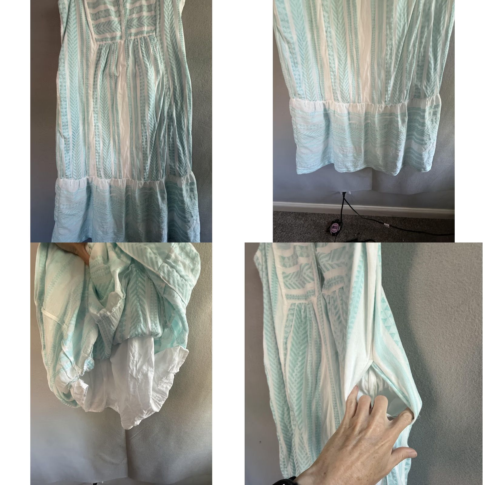 Vintage Crown & Ivy Dress Sundress Womens Small White Chevron V Neck Maxi Pockets Boho Sundress Size S / US 4 / IT 40 - 9 Thumbnail