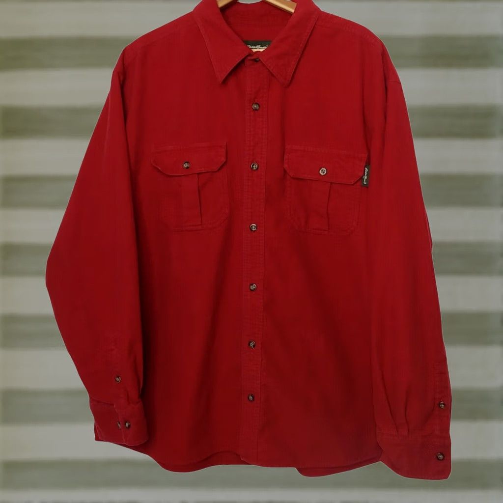 Eddie Bauer VINTAGE Eddie Bauer Chamois Flannel Shirt XXL Long Sleeve Red Cotton Workwear Work Size US XXL / EU 58 / 5 - 1 Thumbnail