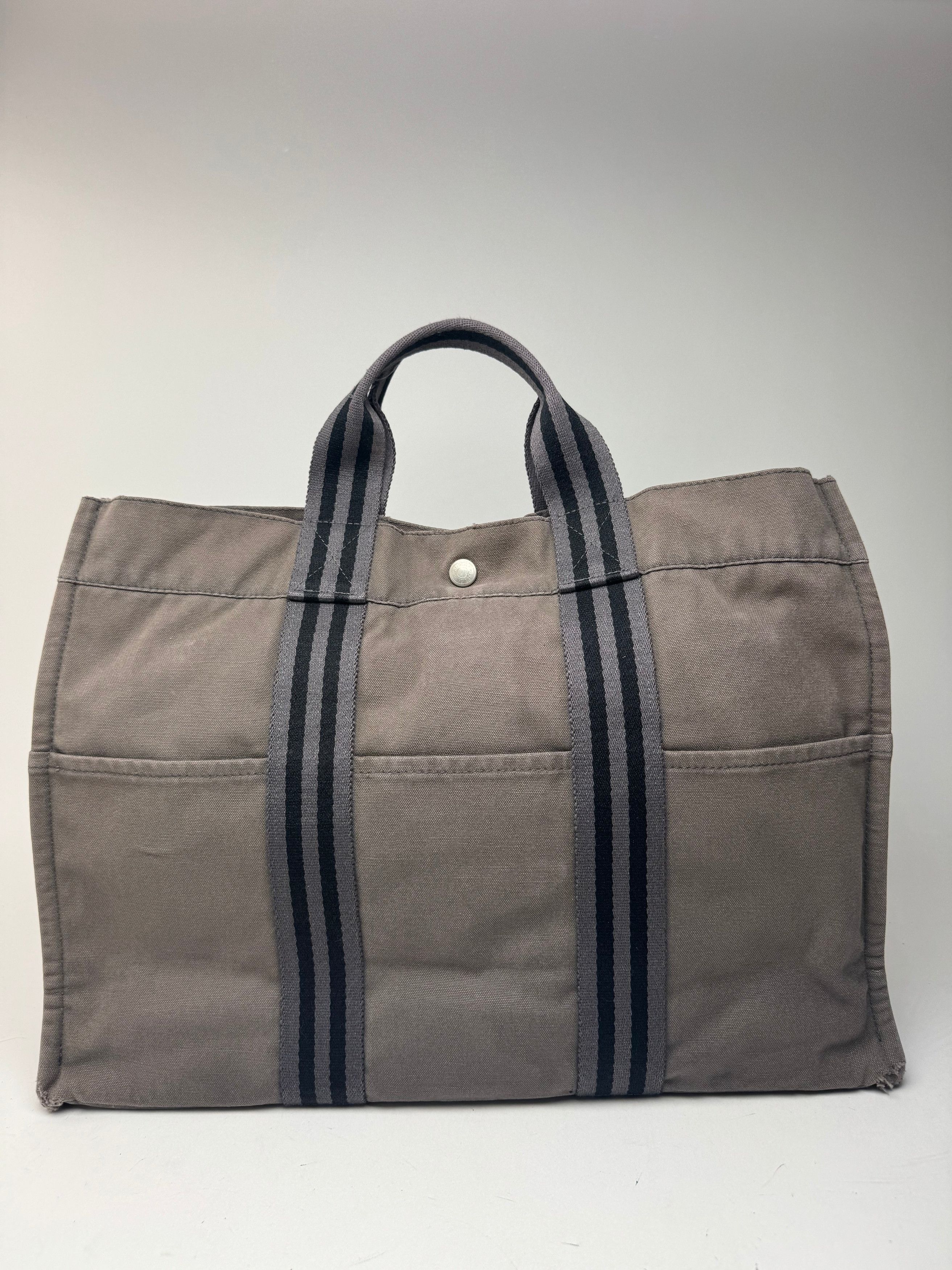 Other Vintage Hermes canvas Tote bag grey black Size ONE SIZE - 1 Thumbnail