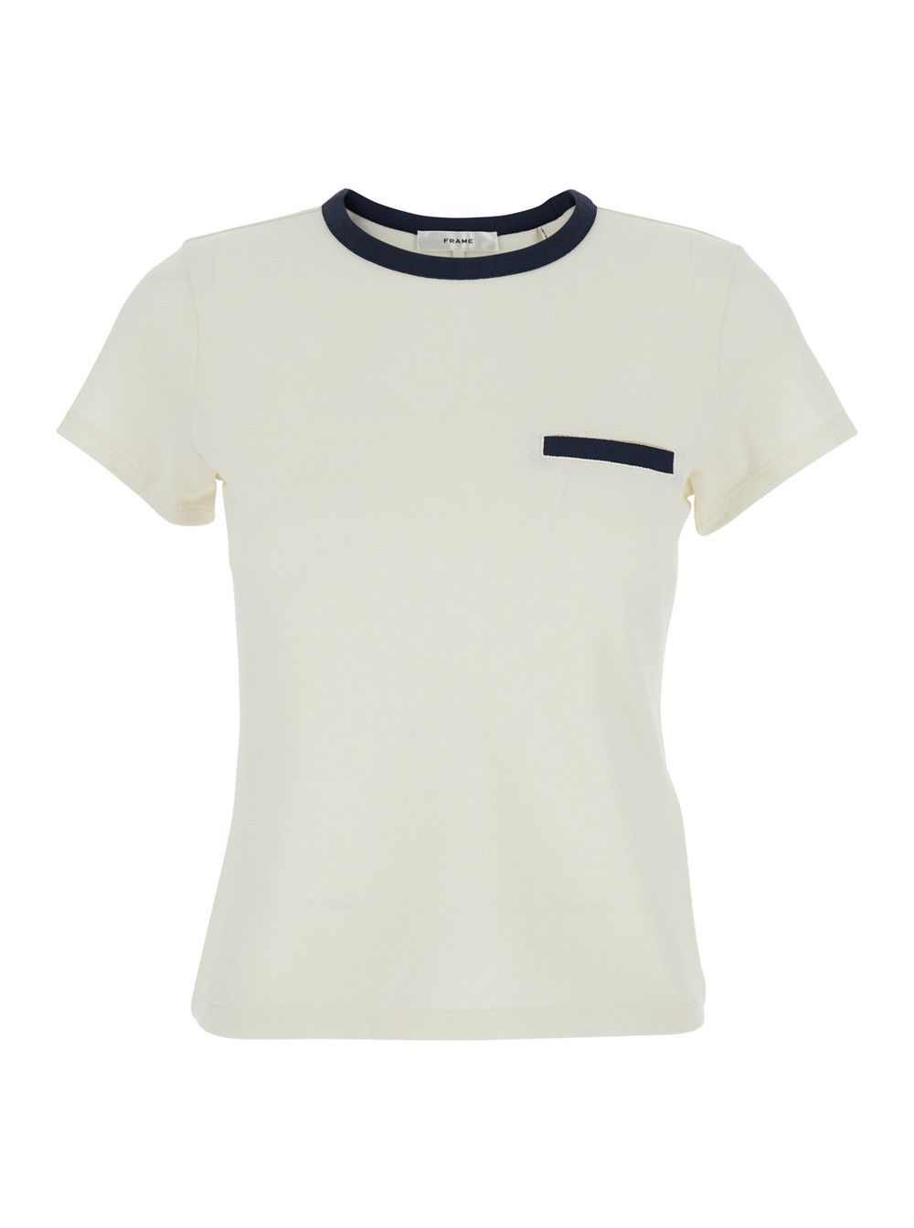 white crew neck T-shirt in cotton woman