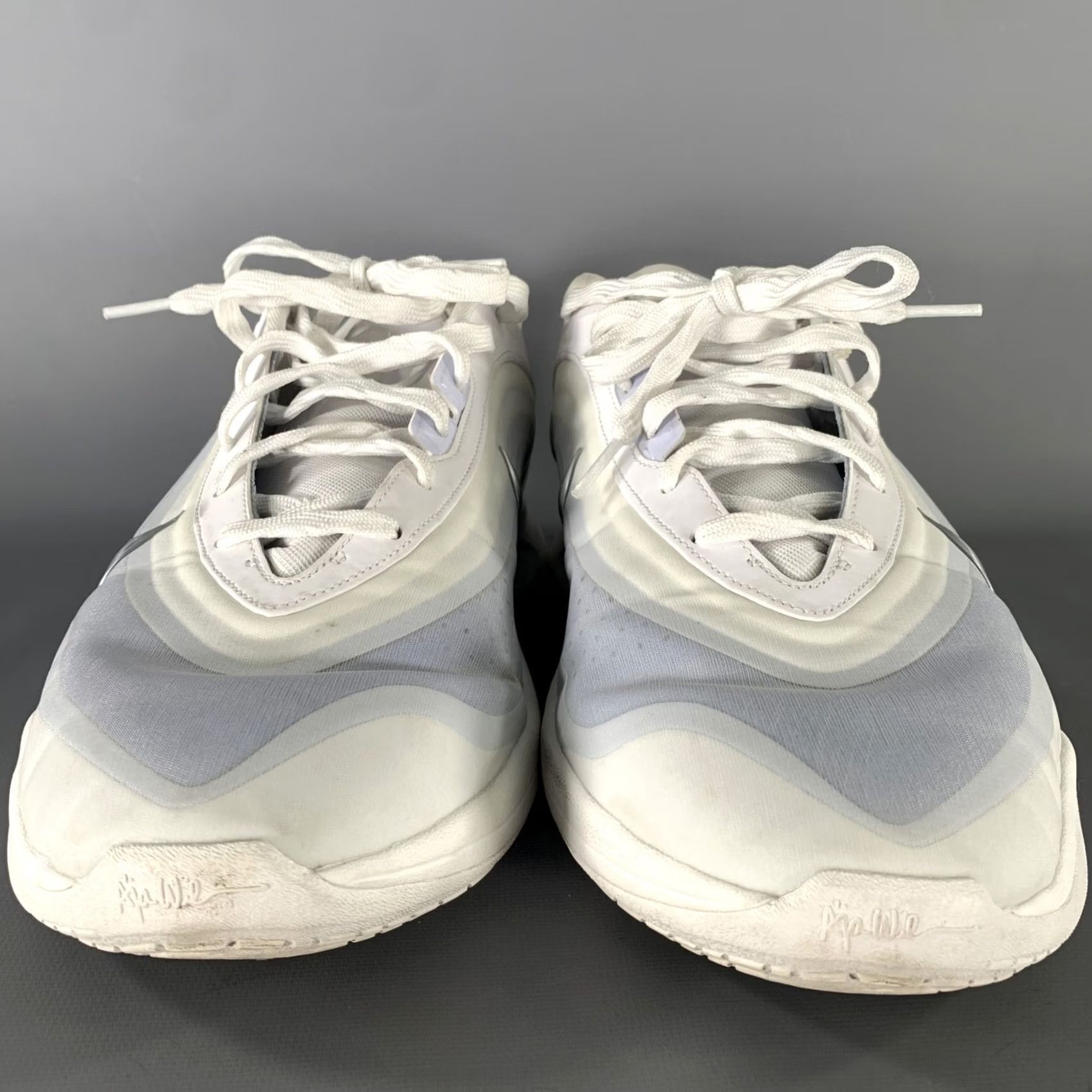 Nike NIKE Basketball Sneakers Canvas Mixed Patterns White Silver Size 15.5 Size US 15 / EU 48 - 4 Thumbnail