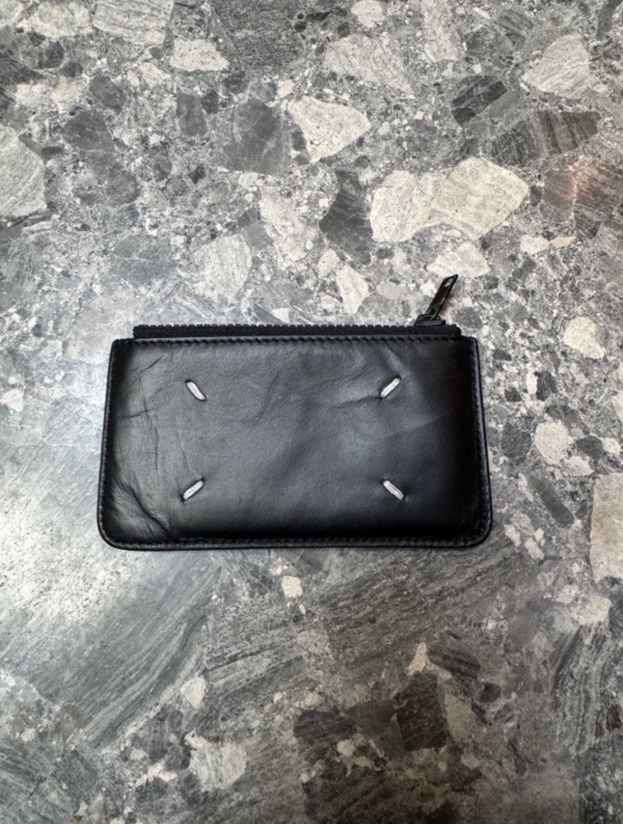 Maison Margiela Black Four Stitch Zip Wallet Card Holder Size ONE SIZE - 2 Thumbnail