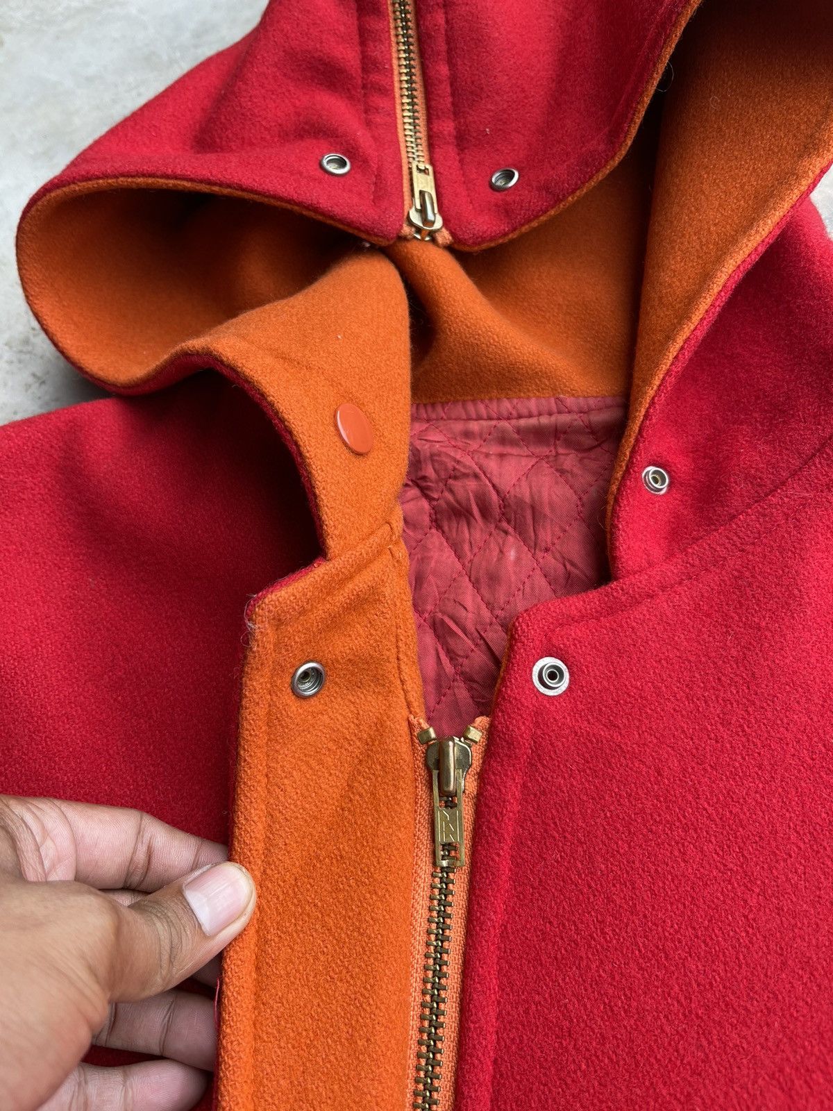 Japanese Brand × Vintage Lolita Designer Atsuki Onishi Split hood Wool Varsity Jacket Size S / US 4 / IT 40 - 12 Thumbnail
