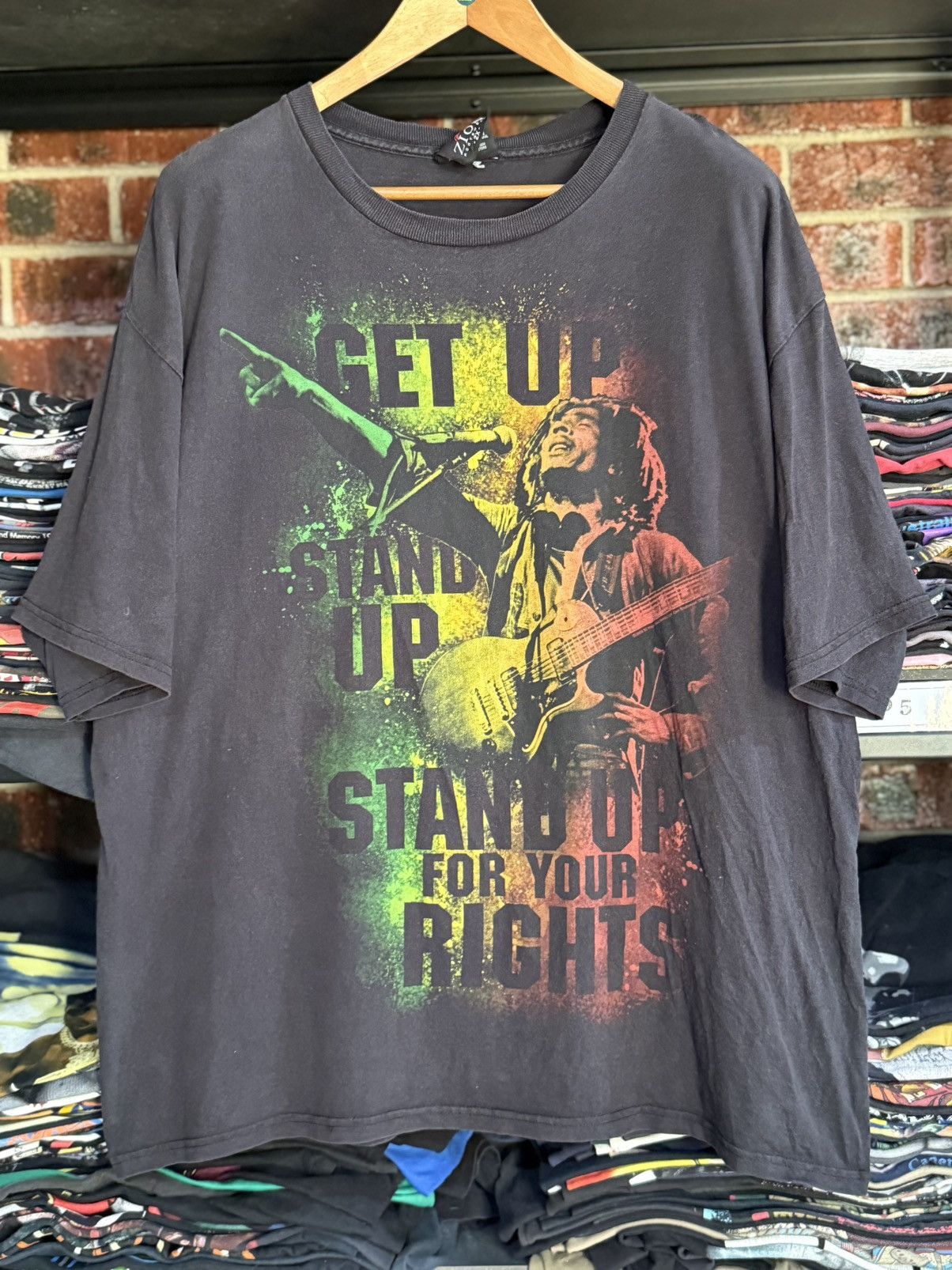 Band Tees × Vintage Vintage Bob Marley Rastaman Oversize Sun Faded Tee Size US XXL / EU 58 / 5 - 1 Thumbnail