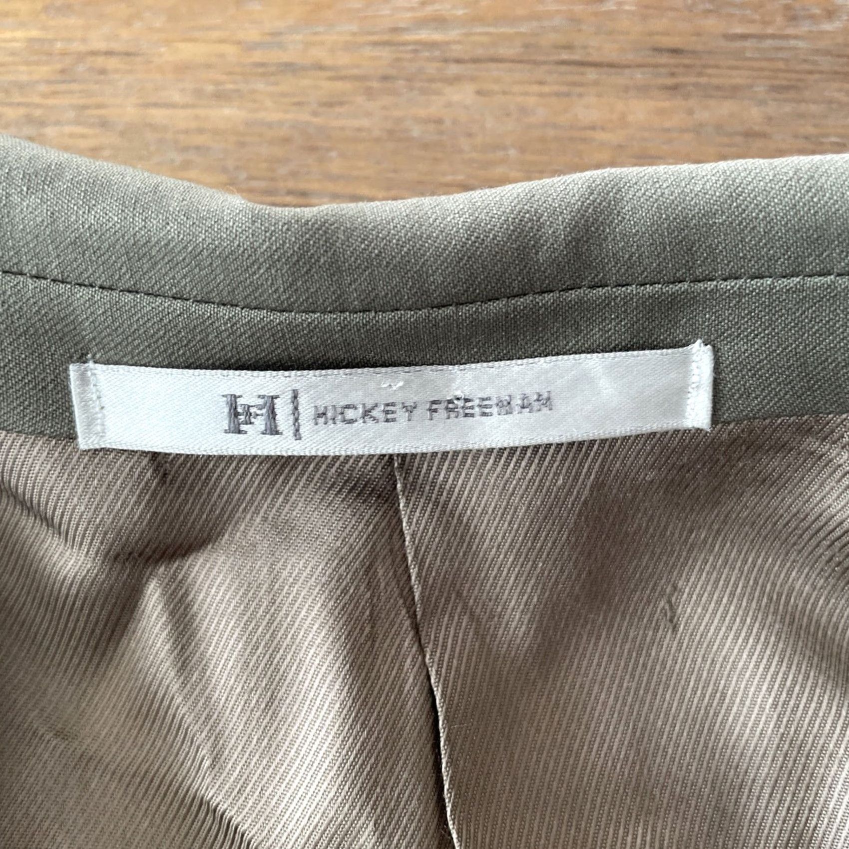 Vintage Hickey Freeman Blazer Jacket Mens 42R Wool Green Single-Breasted 2-Button Notch Front Regular Coat Suit City Classic USA Office Size 42R - 5 Thumbnail
