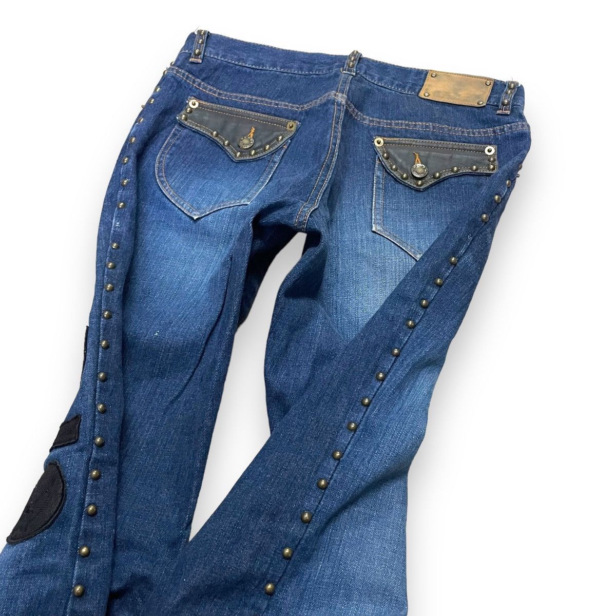 If Six Was Nine × Japanese Brand × Le Grande Bleu (L.G.B.) 🇯🇵 SUPER FLARE FLOW HAND JAM LOW RISE DENIM PANTS Size US 30 / EU 46 - 11 Thumbnail
