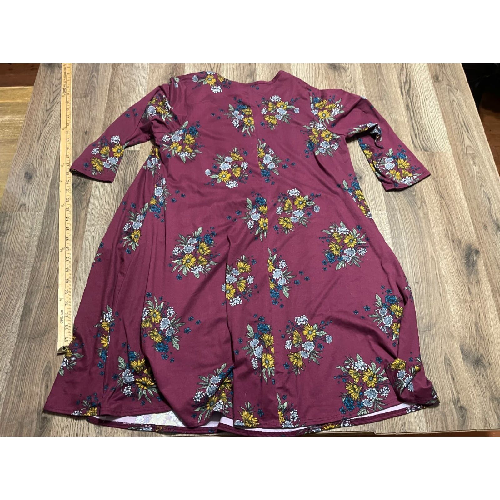 Vintage C'est La Vie Dress Women's Plus 2X Purple Floral Long Sleeve Size XXL / US 16-18 / IT 52-54 - 2 Thumbnail