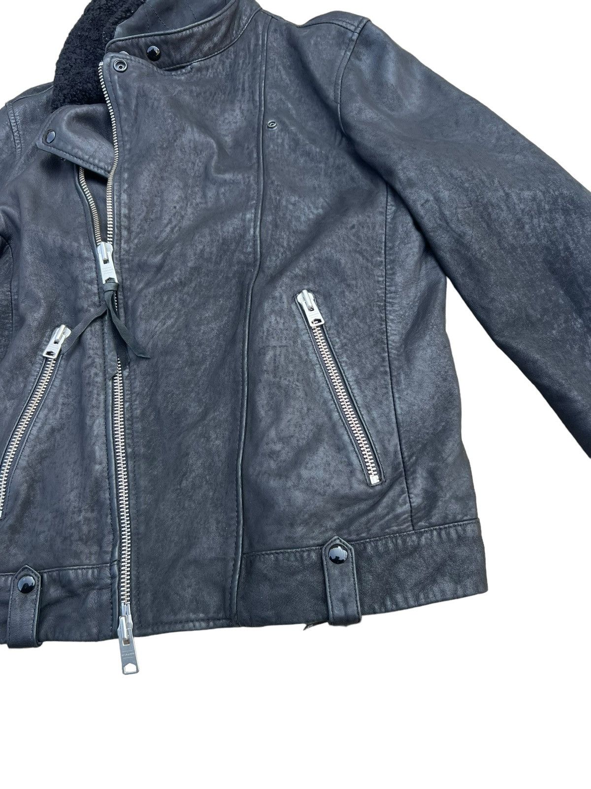 Allsaints AllSaints Shearling Collar Hanoi Leather Biker Jacket Size US S / EU 44-46 / 1 - 16 Thumbnail