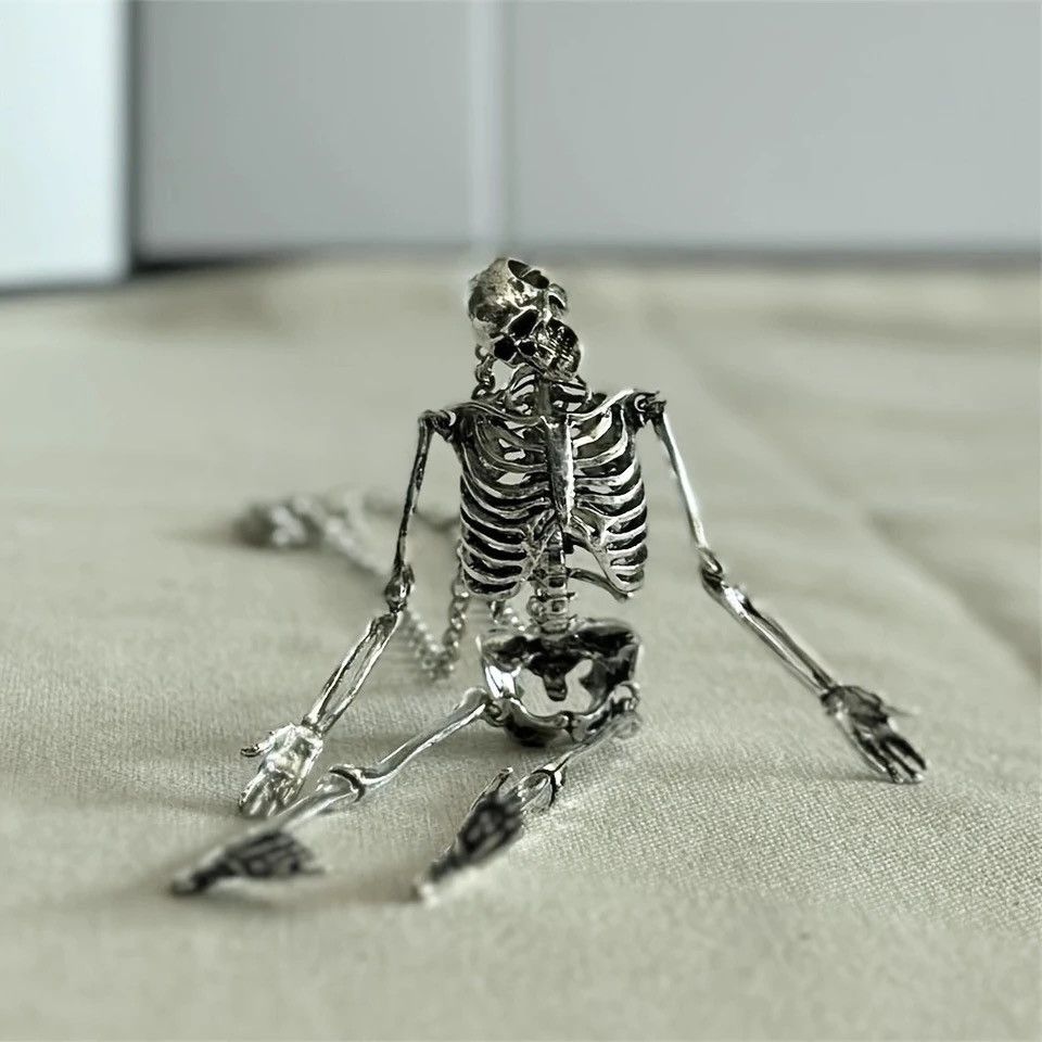 Vintage Vintage Goth Skull Skeleton Necklace Size ONE SIZE - 3 Thumbnail