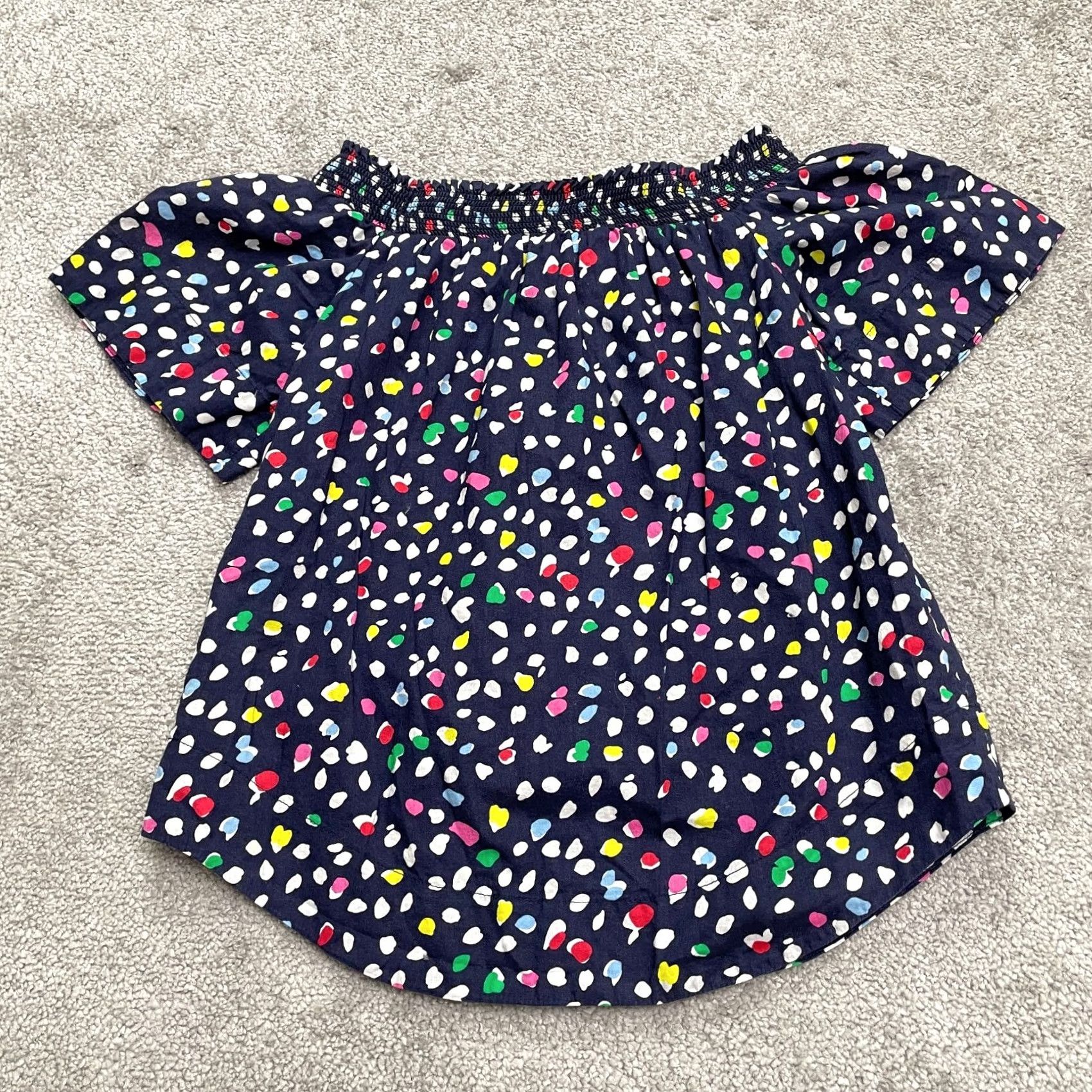 J.Crew J.CREW Off Shoulder Blouse Womens 00 Multicolor Rath Happy Cat Print Casual Top Blue Cat Beach 90s Womens Size XXS / US 00 / IT 34 - 2 Thumbnail
