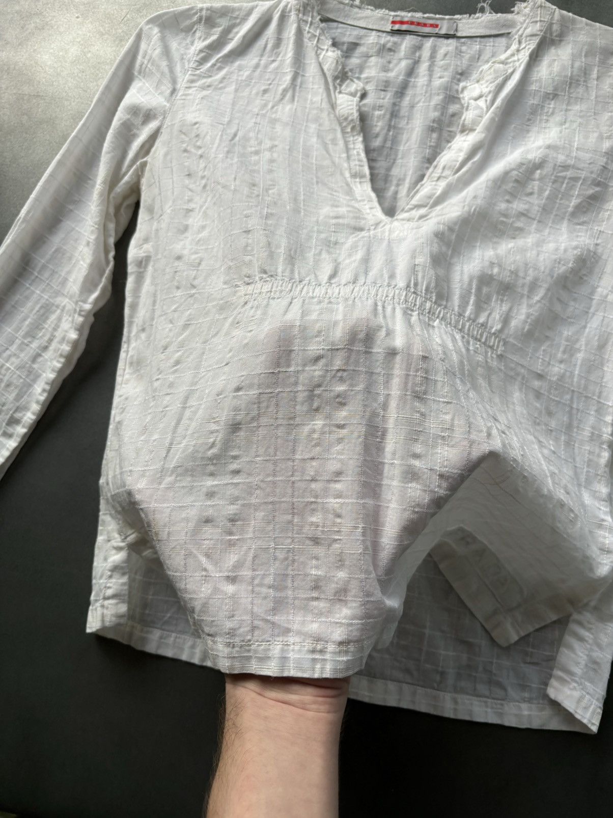 Prada 2000s Prada Sport Shirt Vintage Linen Cotton Sheer Zipper 40 Size S / US 4 / IT 40 - 10 Thumbnail