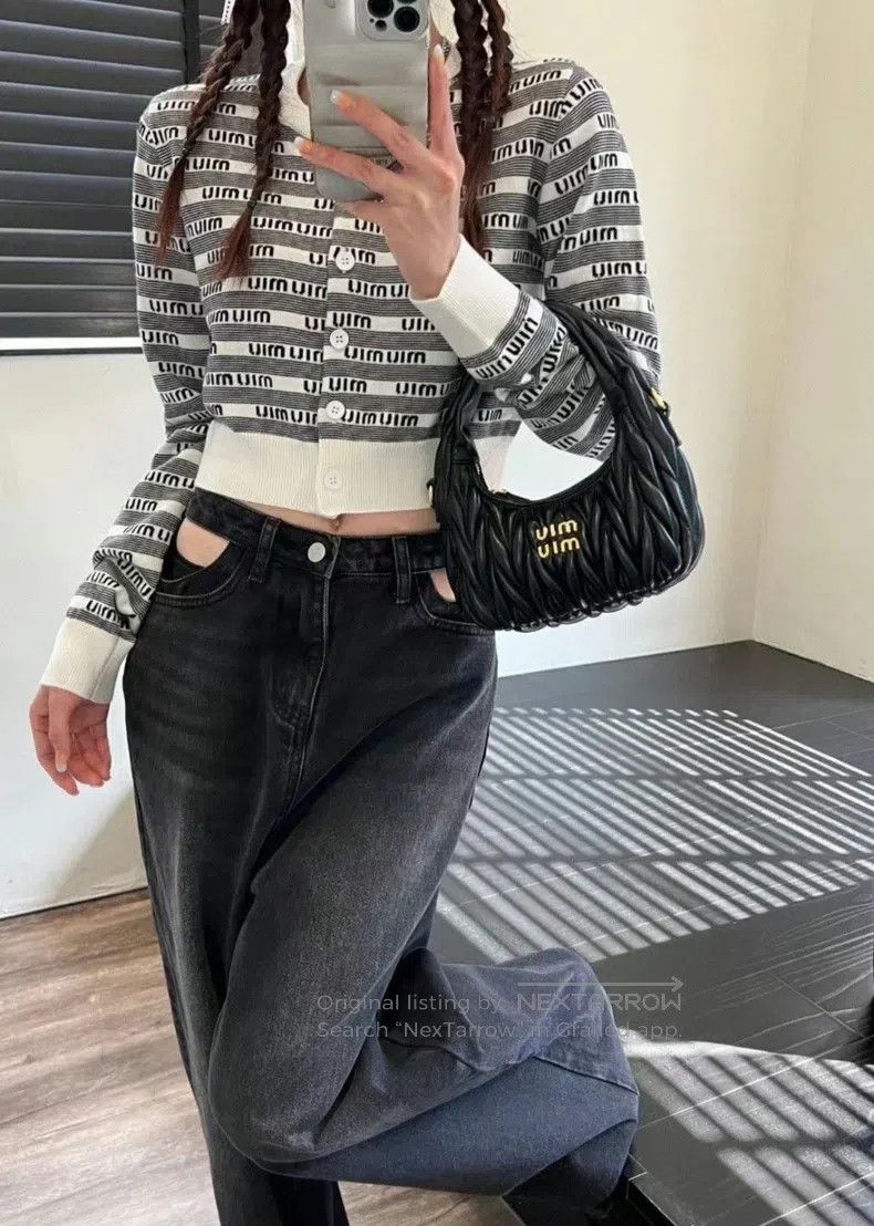 Miu Miu Miu Miu 38 SS23 black and white striped barrage jacquard fu Size M / US 6-8 / IT 42-44 - 9 Thumbnail