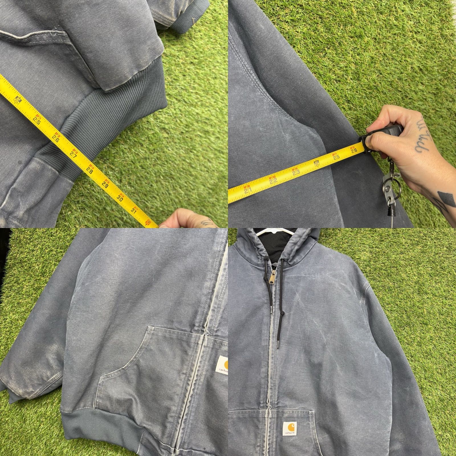 Carhartt VINTAGE Carhartt Jacket Womens XL Hooded Blue Faded Canvas Workwear Bomber Jacket Womens XL Blue Carhartt STM 1990 Size XL / US 12-14 / IT 48-50 - 8 Thumbnail