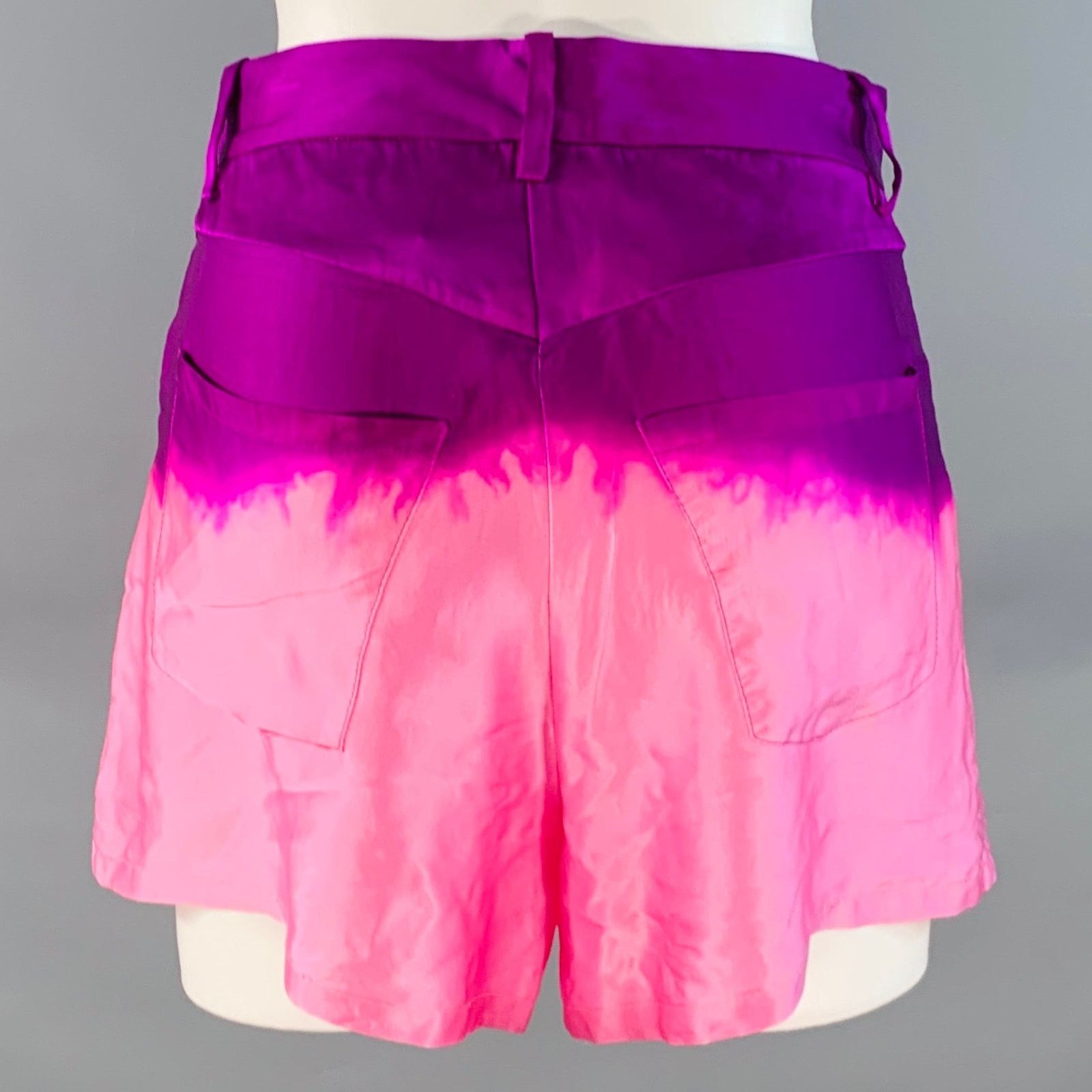 Other 2 Pink Purple Silk Satin Two Tone Dip Dyed Shorts Size 26" / US 2 / IT 38 - 2 Thumbnail
