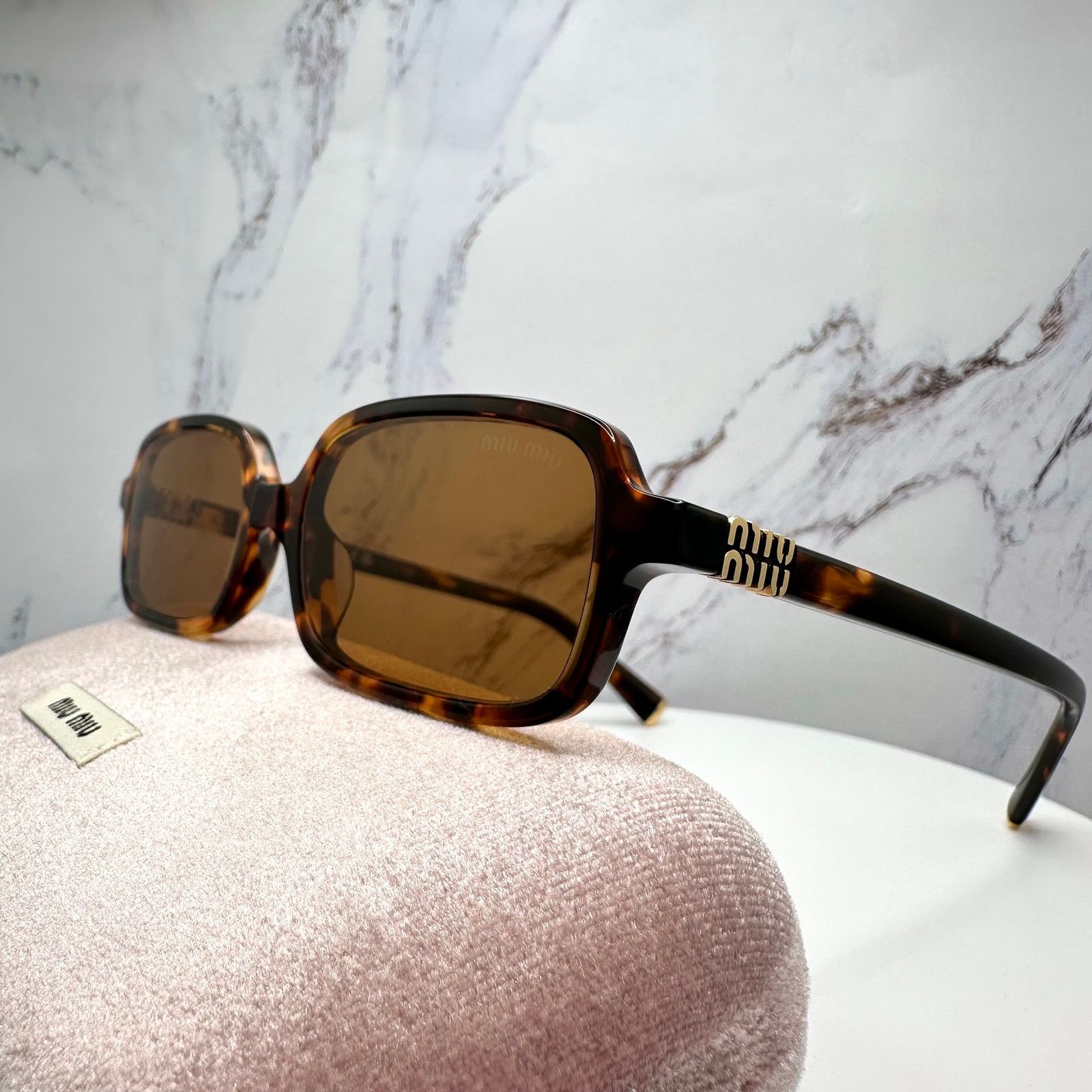 Miu Miu New MIU MIU Sunglasses Brown Tortoise Slim Acetate Authentic Size ONE SIZE - 22 Thumbnail