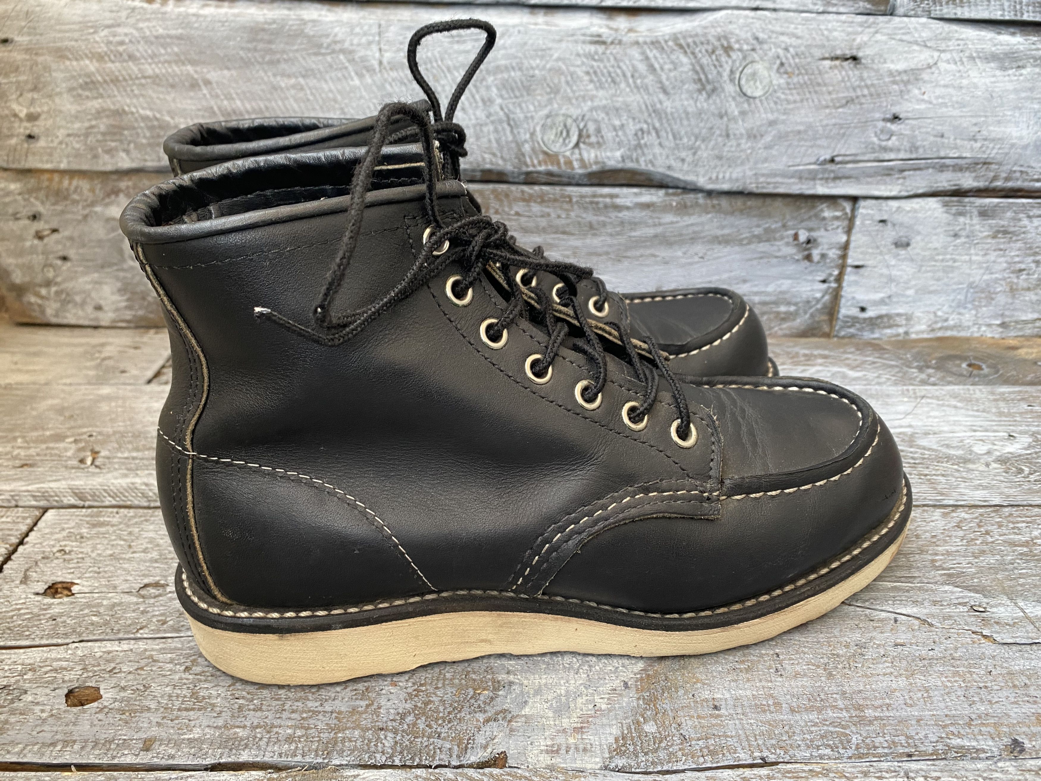 Red Wing Redwing moc-toe black leather boots sz 37.5 Size US 5.5 / EU 38 - 7 Thumbnail