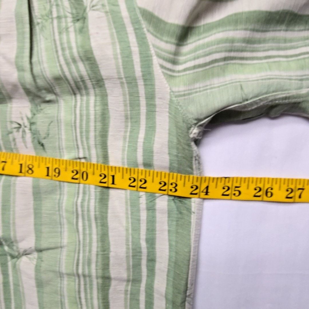 Havana Jacks Cafe Havana Jacks Cafe L Green Striped Silk Tropical Casual Shirt Size US L / EU 52-54 / 3 - 9 Thumbnail