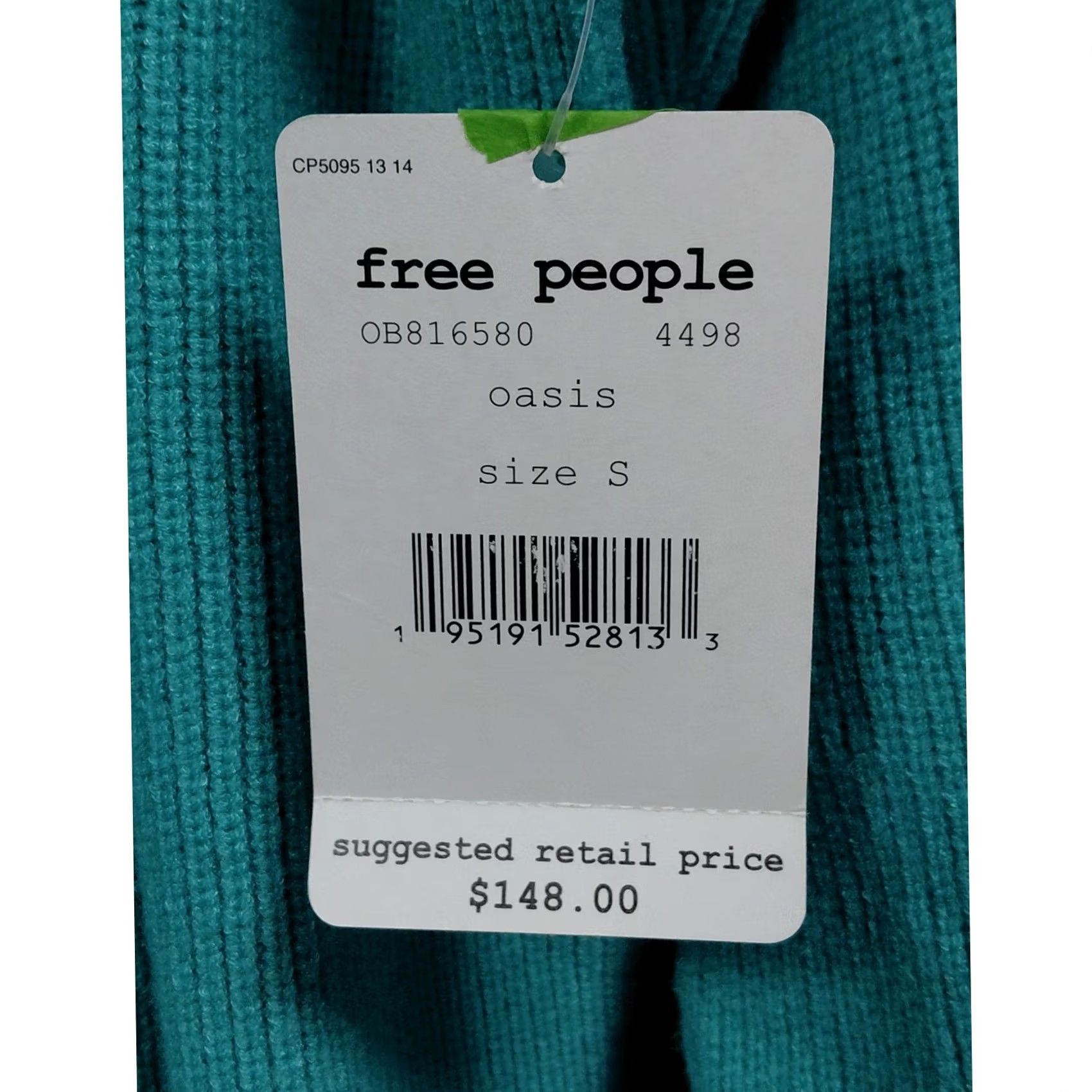Free People Free People Knit Cowl Neck Sweater Solid Turquoise Long Sleeve Women Size S Size S / US 4 / IT 40 - 3 Thumbnail