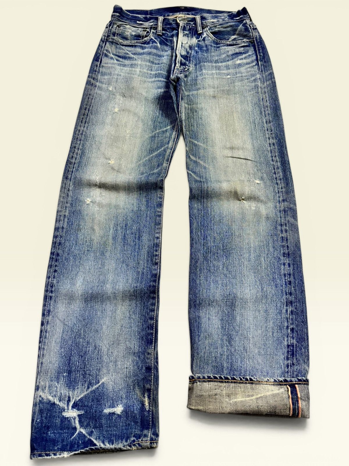 Samurai Jeans Vtg Japan Omnigod Selvedge Grunge Whisker Faded Jeans Size US 29 - 1 Thumbnail