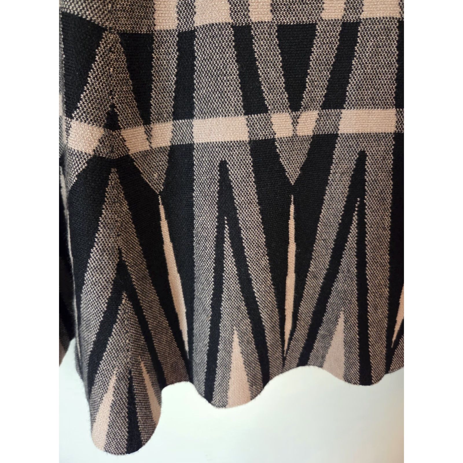 Vintage NWT Vila Milano Black Tan Khaki Geometric Pattern A Line Skirt Size L Size 36" / US 14 / IT 50 - 3 Thumbnail