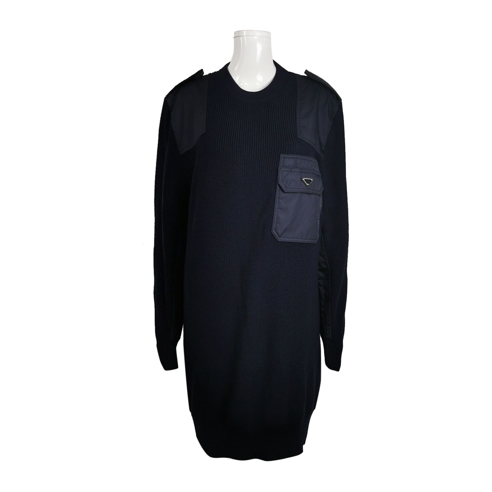 Prada Prada Wool Solid Triangle Logo Long Sleeve Dress - dmc Size M / US 6-8 / IT 42-44 - 1 Thumbnail