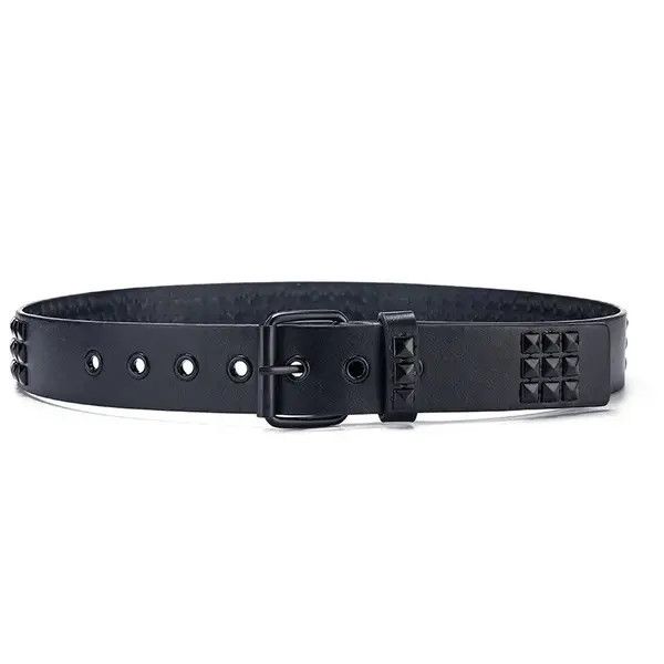 Japanese Brand Hayase x Jingu All Black Leather Rivet Belt Size ONE SIZE - 4 Thumbnail