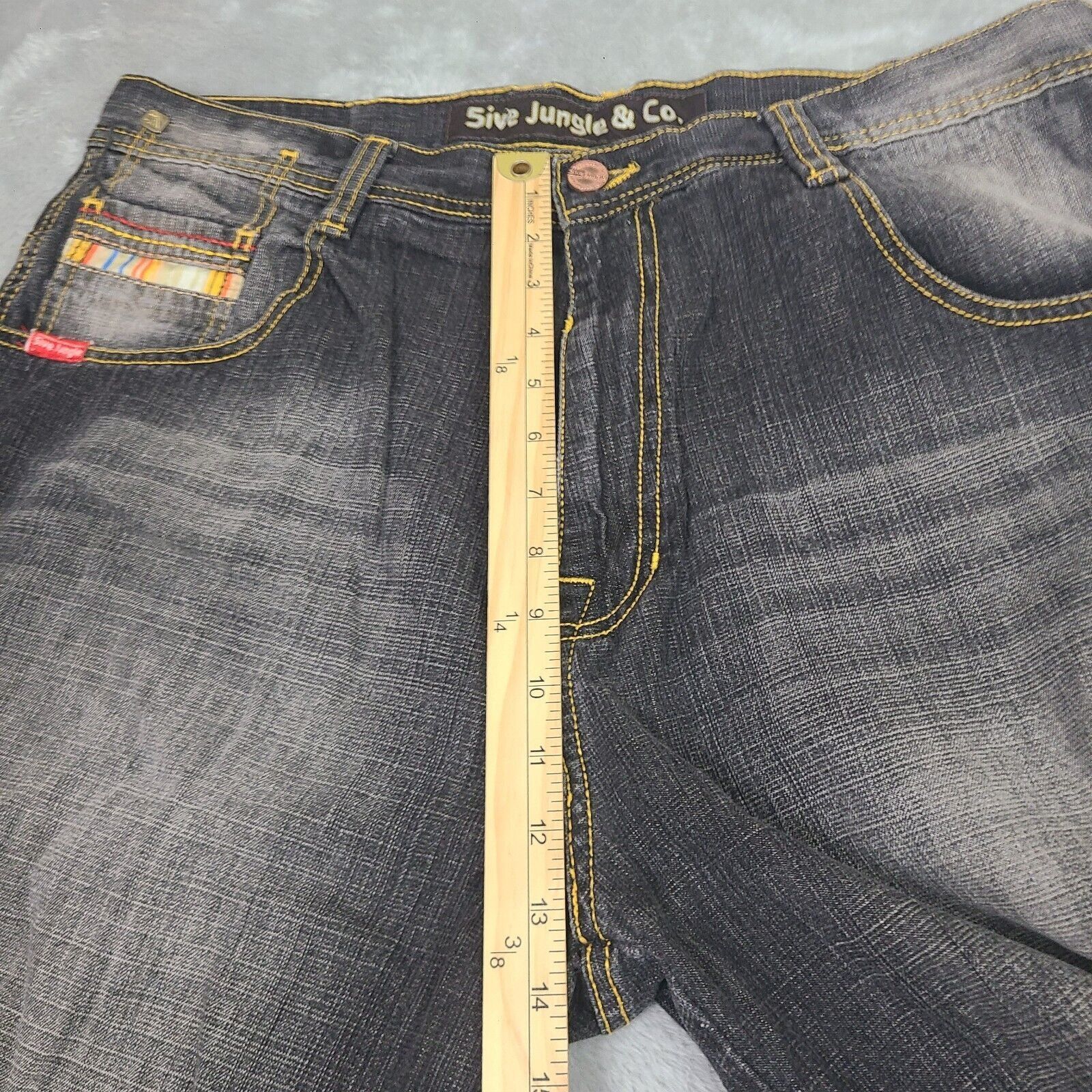 Vintage VTG Five Jungle Mens Y2K Baggy Loose Jean Shorts Black Hip Size US 38 / EU 54 - 10 Thumbnail
