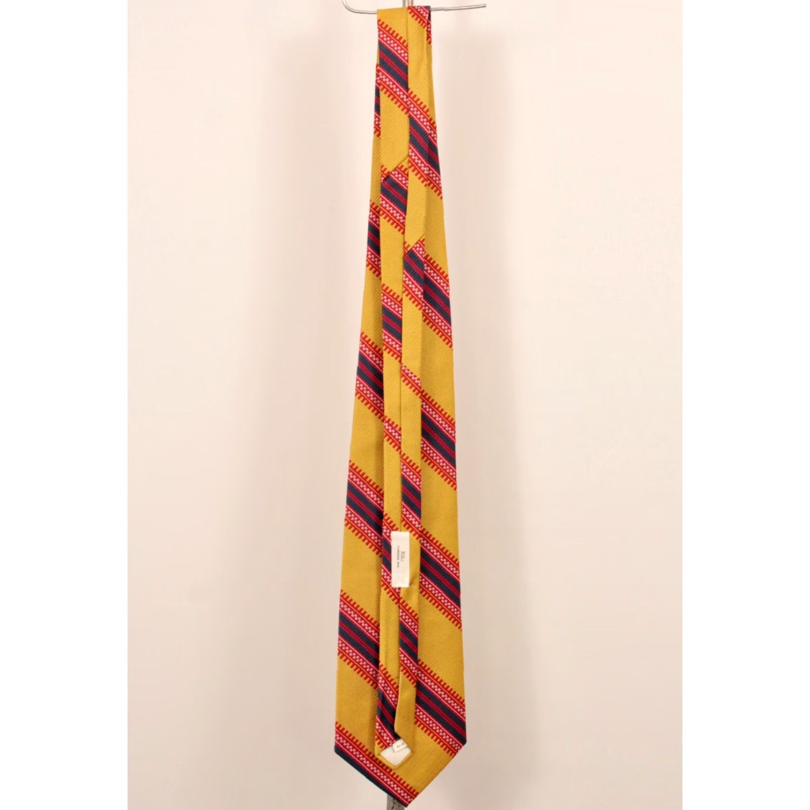 Vintage VTG Qiana 70s Tie Neck Tie Men's NOS Yellow Red Striped Wide 4.5" 53" Nylon Necktie Size ONE SIZE - 4 Thumbnail