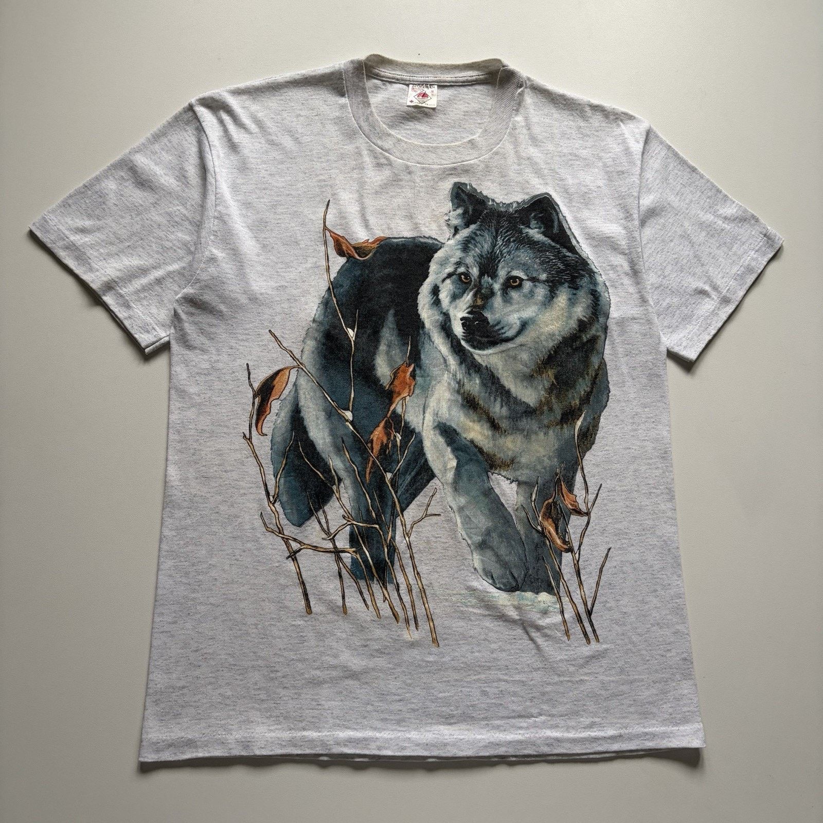 Vintage Vintage 90s Wolf Wildlife Animal Art Shirt Medium Gray Rare Size US M / EU 48-50 / 2 - 1 Thumbnail
