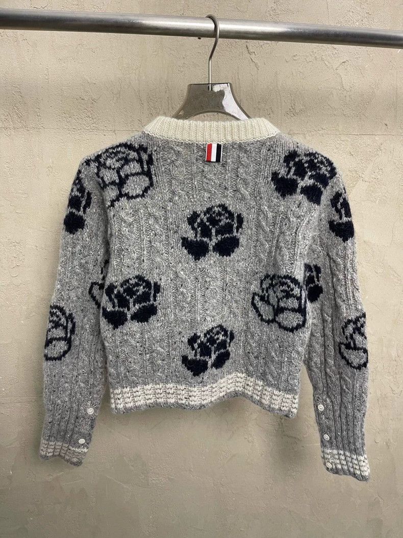 Thom Browne Thom Browne Gray rose patterned horsehair sweater Size S / US 4 / IT 40 - 3 Thumbnail