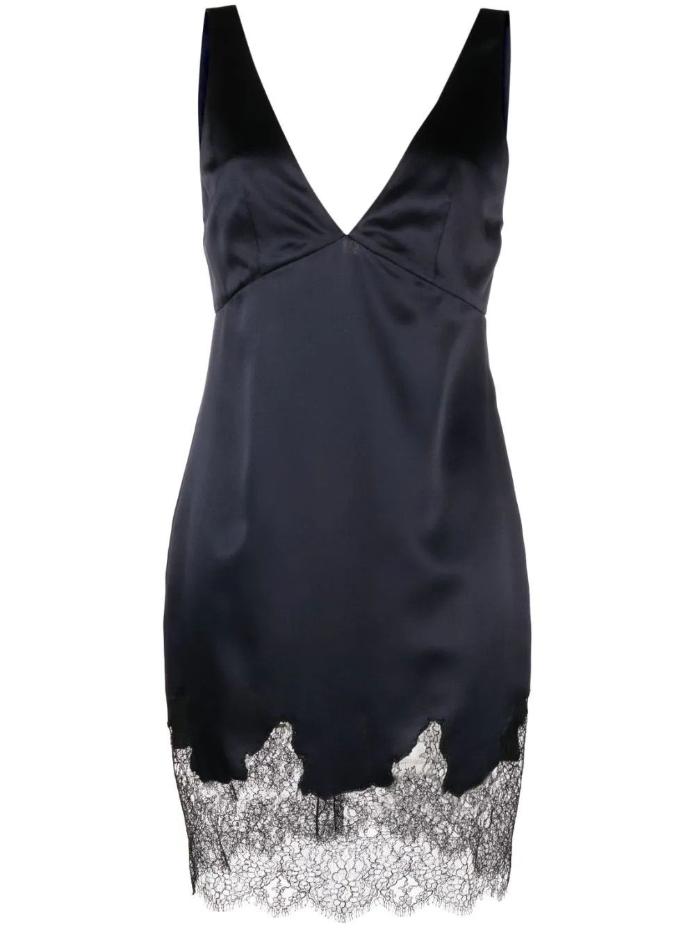 Saint Laurent Paris o1s1wg110924 Robe Crepe Satin Mini Dress in Navy Blue Size M / US 6-8 / IT 42-44 - 1 Thumbnail