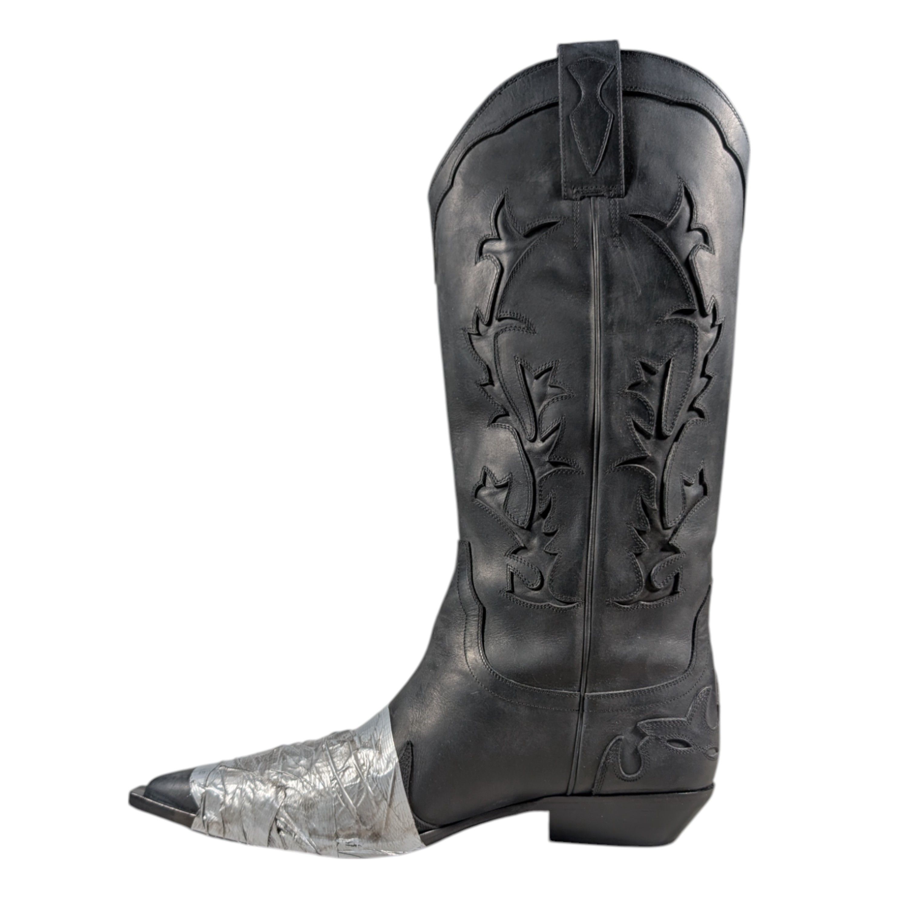 Enfants Riches Deprimes ERD Duct Tape Black Leather Cowboy Boots SSENSE Exclusive Size US 9 / EU 42 - 3 Thumbnail