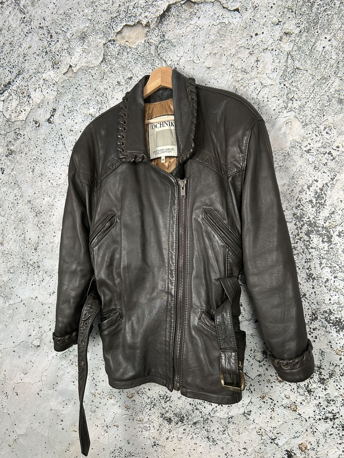 Genuine Leather Vintage Brown Leather Jacket 90s Ochnik 90s Avant Garde Size US M / EU 48-50 / 2 - 2 Thumbnail