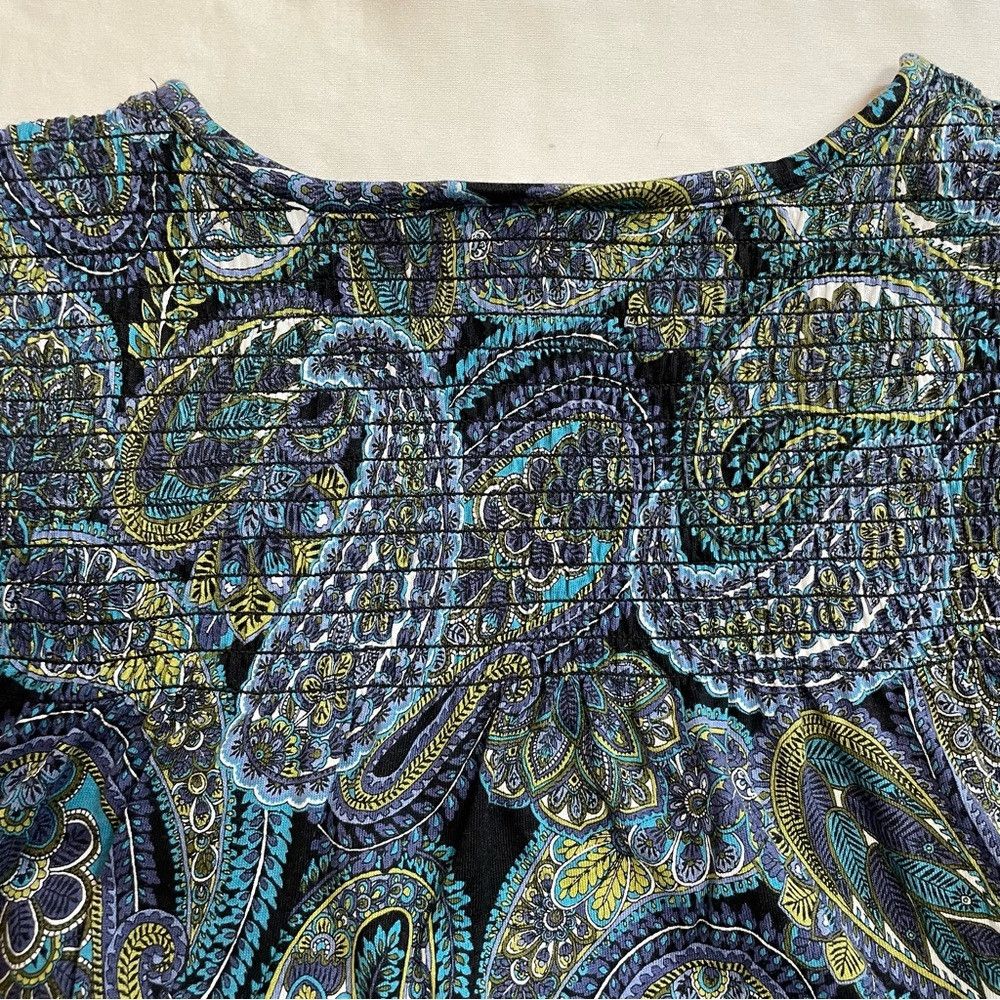 J. Jill J. Jill Knit Paisley Print Smocked Back Long Sleeve Tee S Size S / US 4 / IT 40 - 7 Thumbnail