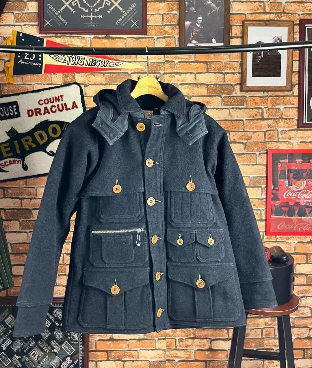 image of Freewheelers Wool Hunting Coat in Black, Men's (Size Medium)