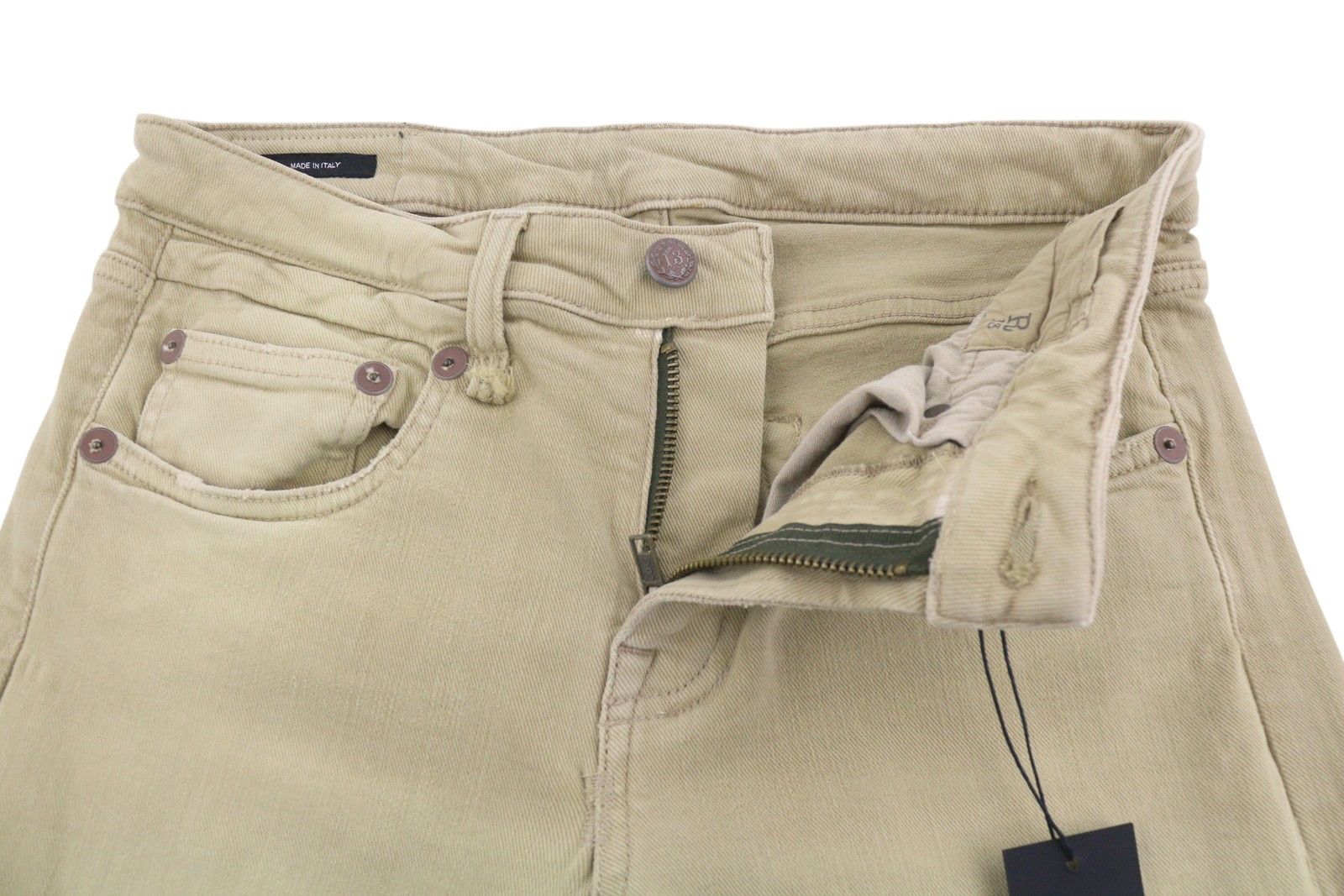 R13 BOY STRAIGHT 27 Khaki Stretch Cropped Jeans 89844 Size 27" / US 4 / IT 40 - 5 Thumbnail